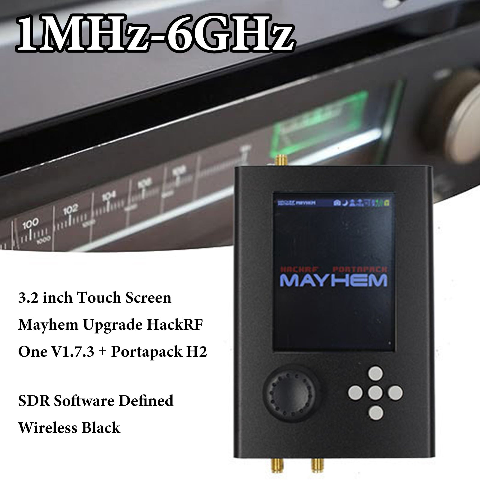 Upgraded HackRF One V1.7.3 Portapack H2 1MHz-6GHz SDR Software Defined Wireless