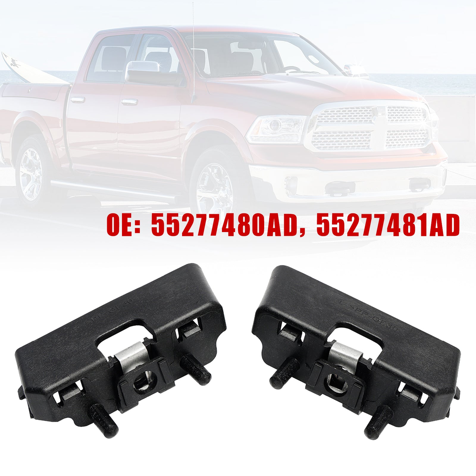 2009-2020 Dodge Ram 1500 Voorbumper Bovenste afdekking Buitenste steunbeugel rechts en links