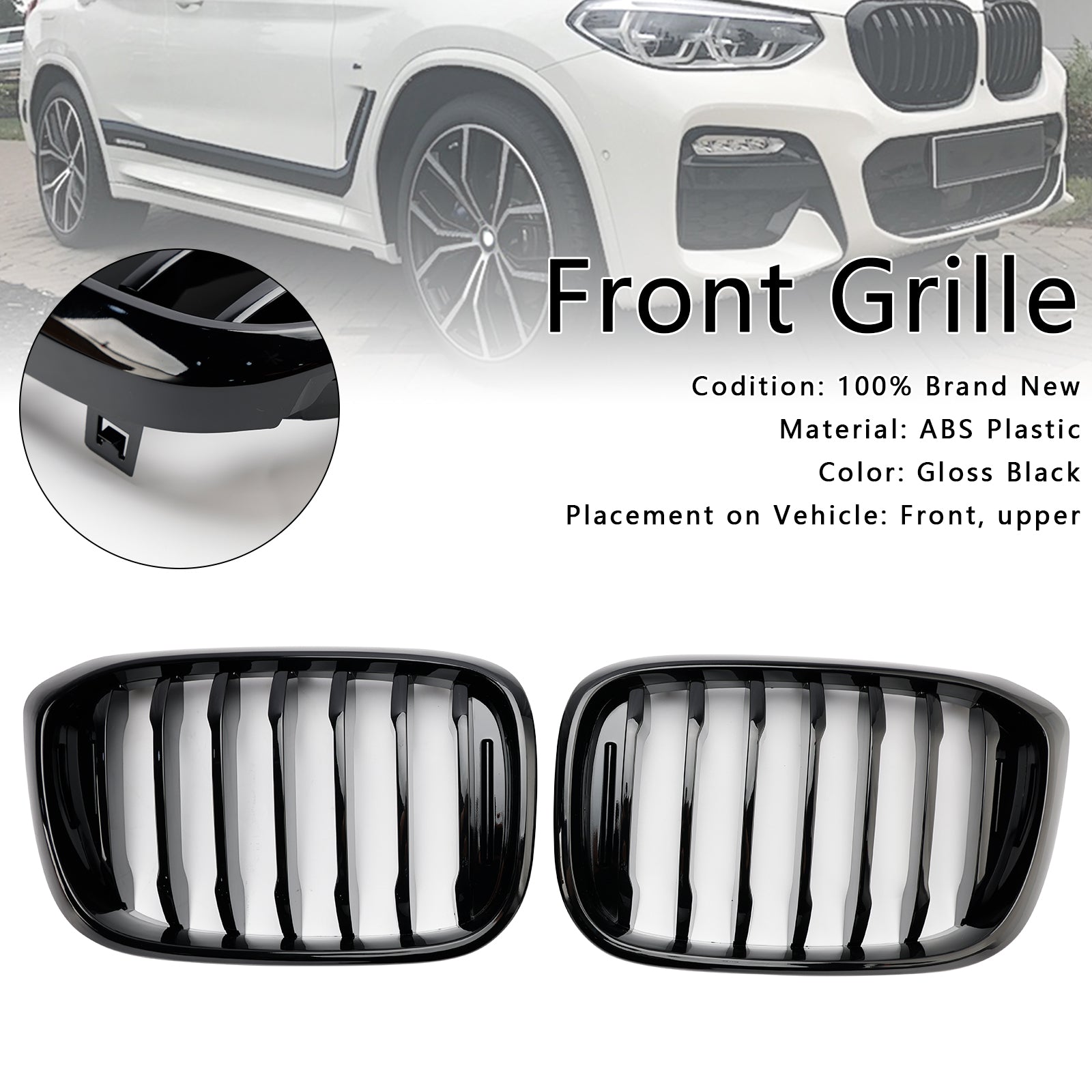 2018-2021 BMW X4 G02 X3 G01 G08 Gloss Black Front Kidney Grille Mesh Grill 51138469959