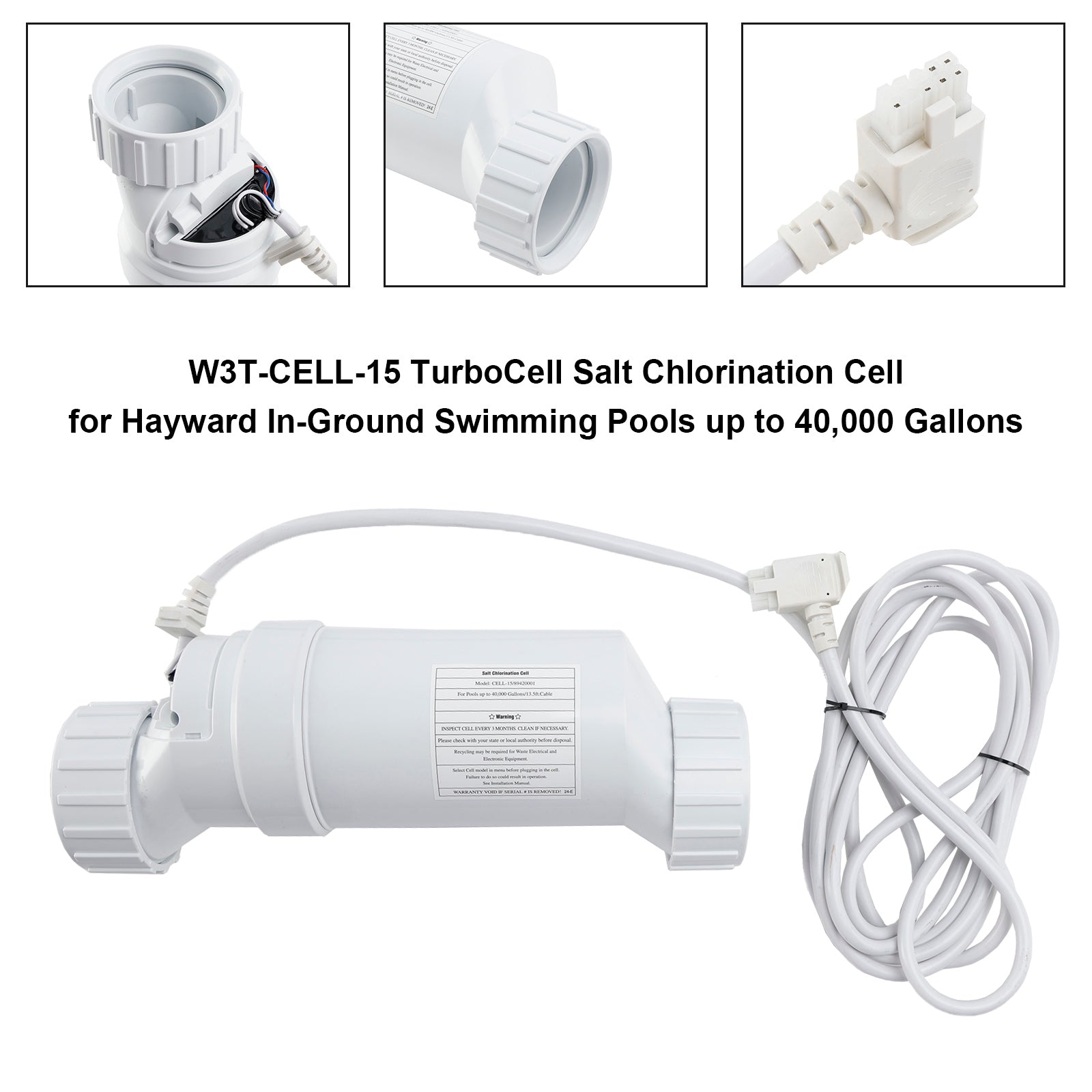 W3Cellule de chloration au sel TurboCell T-CELL-15 adaptée à Hayward jusqu&#39;à 40 000 gallons