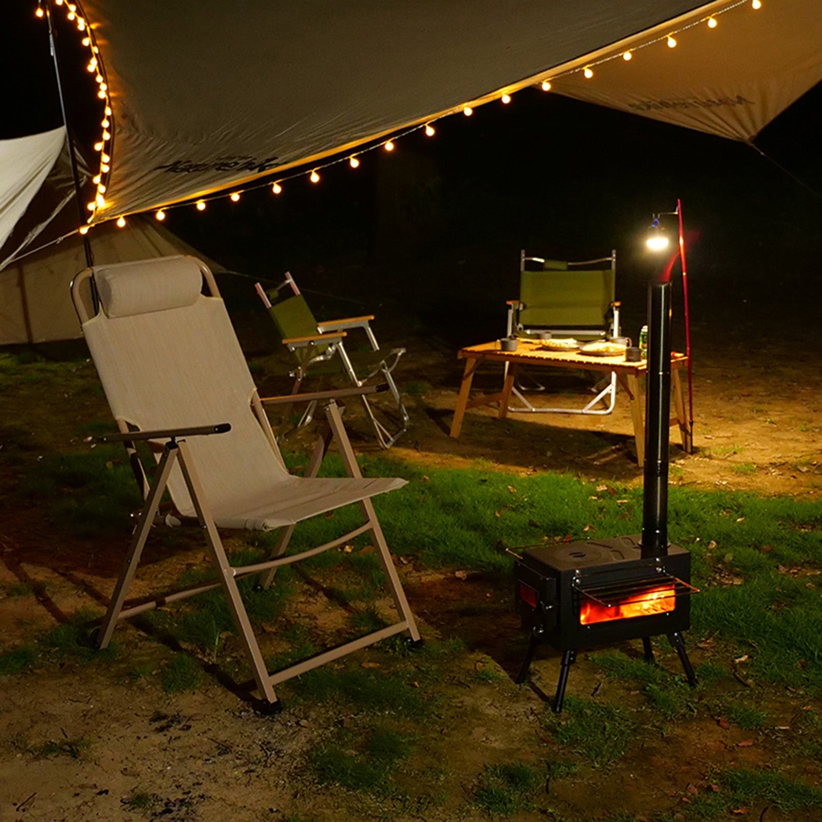 Poêles à bois portatifs extérieurs de tente de Camping avec le tuyau de fumée pour la cuisson de tente