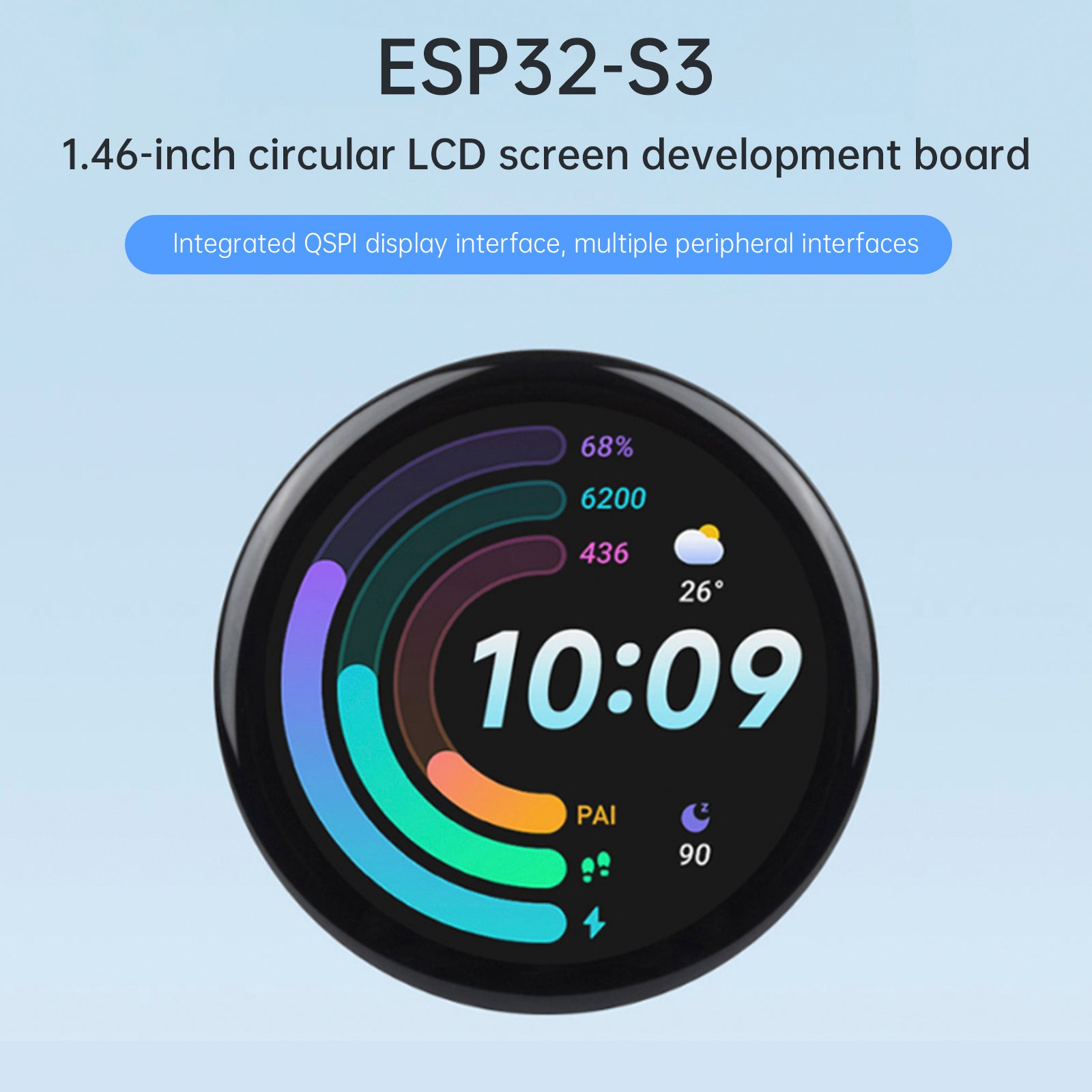 ESP32-S3 1,46-inch circulair touchscreen-ontwikkelbord ondersteunt AI Xiaozhi