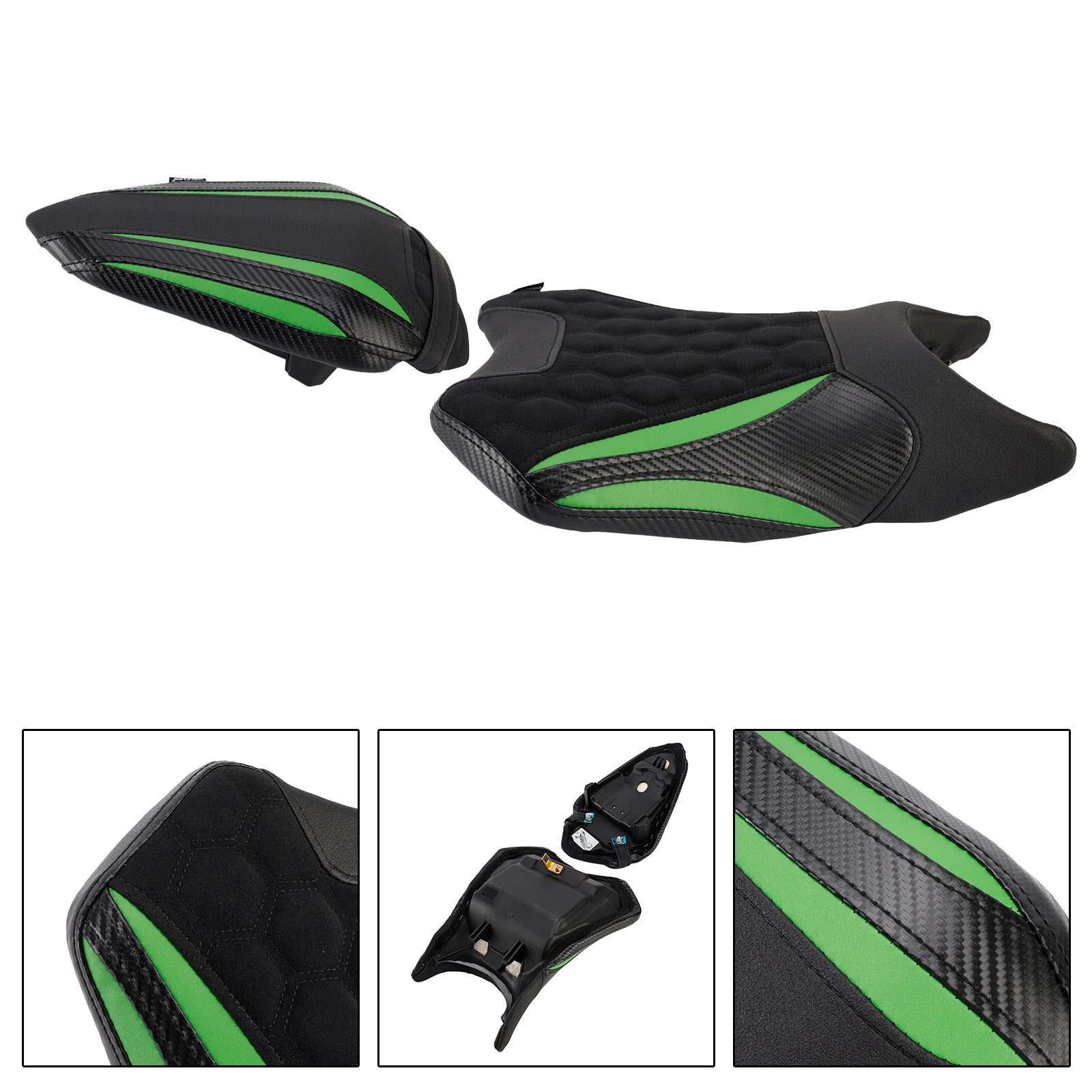Front&Rear Raider Passenger Cushion Kit Black2 For Kawasaki Ninja 500 Z500 24-25