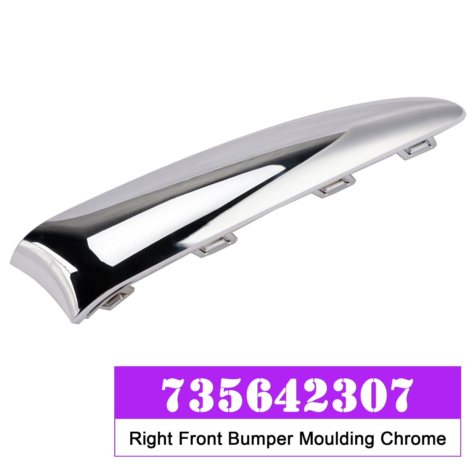 2015.08-2020 Fiat 500 Lounge Right Front Bumper Moulding Chrome 735642307