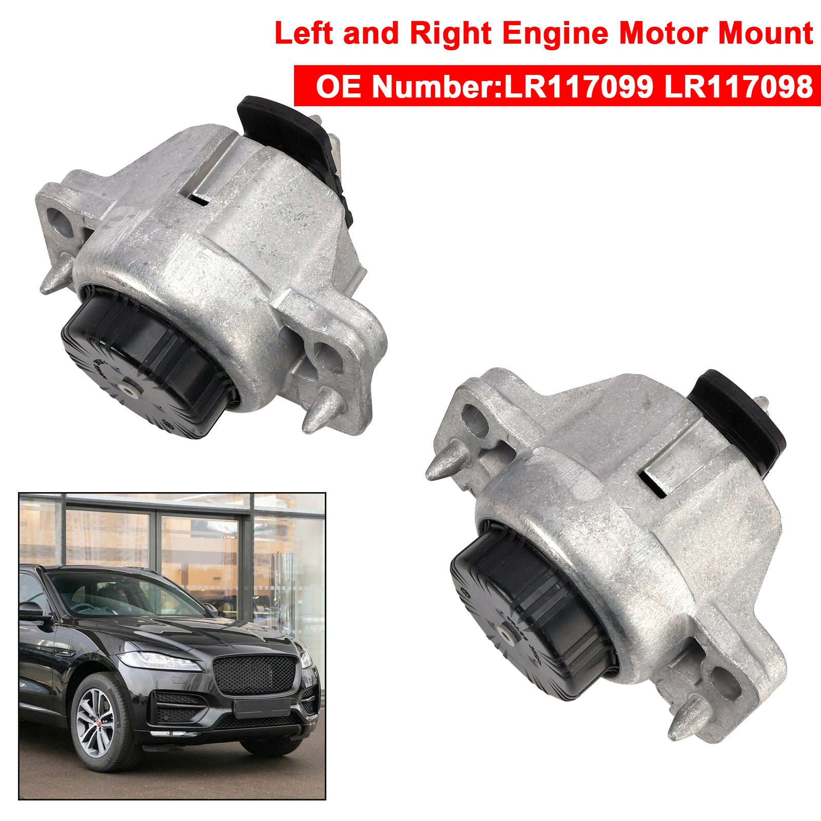 Left and Right Engine Motor Mount LR117099 LR117098 For Range Rover Velar 2.0 Turbo