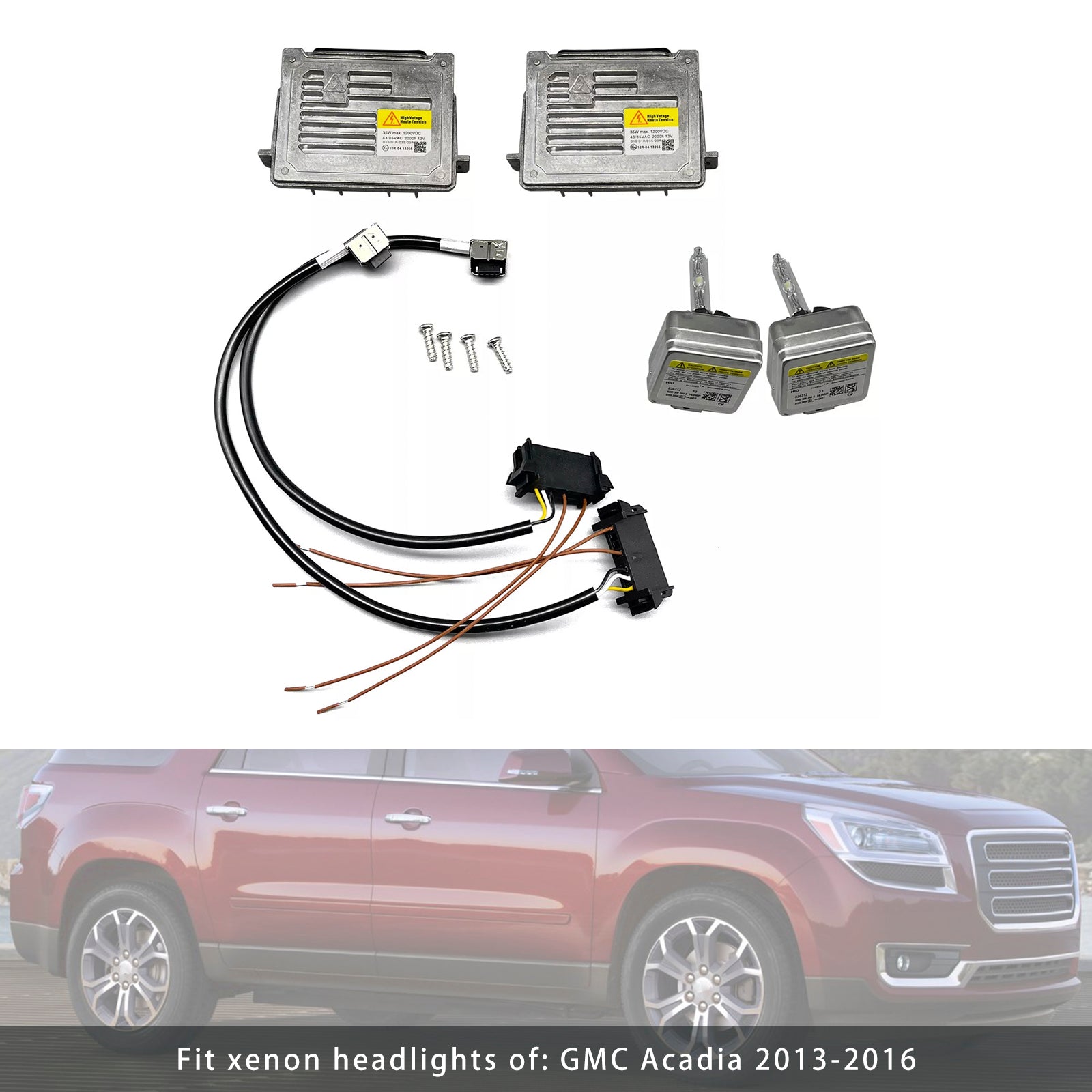 2x Xenon Ballast & HID D3S Light Bulb Wire Kit Control Unit For GMC Acadia 13-16