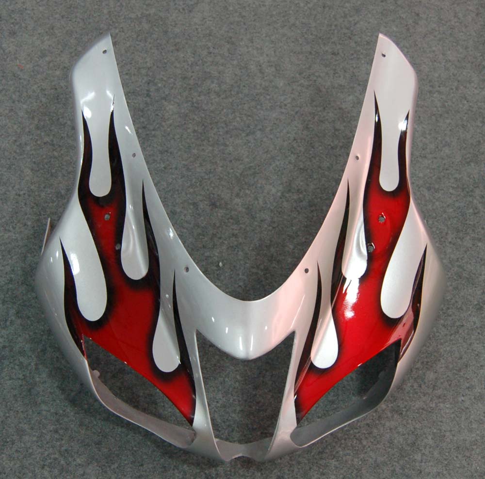 2007-2008 Kawasaki ZX6R ZX636 Fairings Silver & Red Flame ZX6R Racing Generic