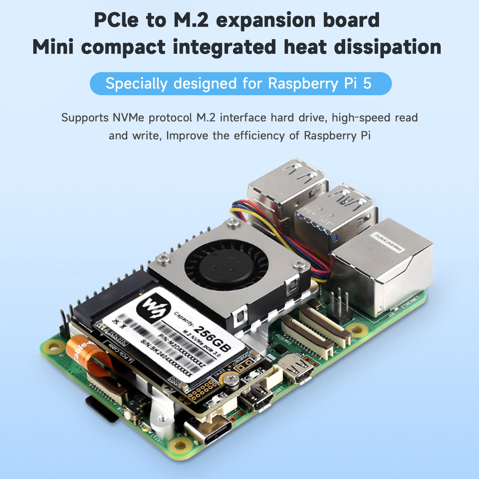 Raspberry Pi 5 PCIe to M.2 Adapter 5/5B Expansion Board Nvme Hard Disk Protocol