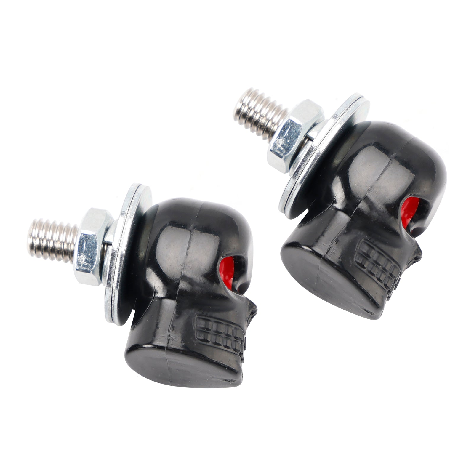 4x motorfiets fiets plastic zwarte schedel kentekenplaat bout op schroef op framemoer