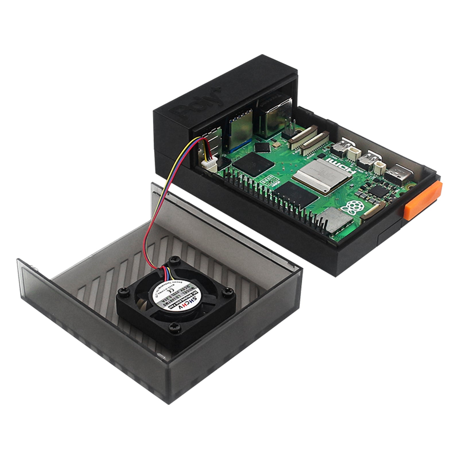 Raspberry Pi 5 POLY5+ behuizing Argon POLY 5+ doos Compatibel met PWM koelventilator ABS
