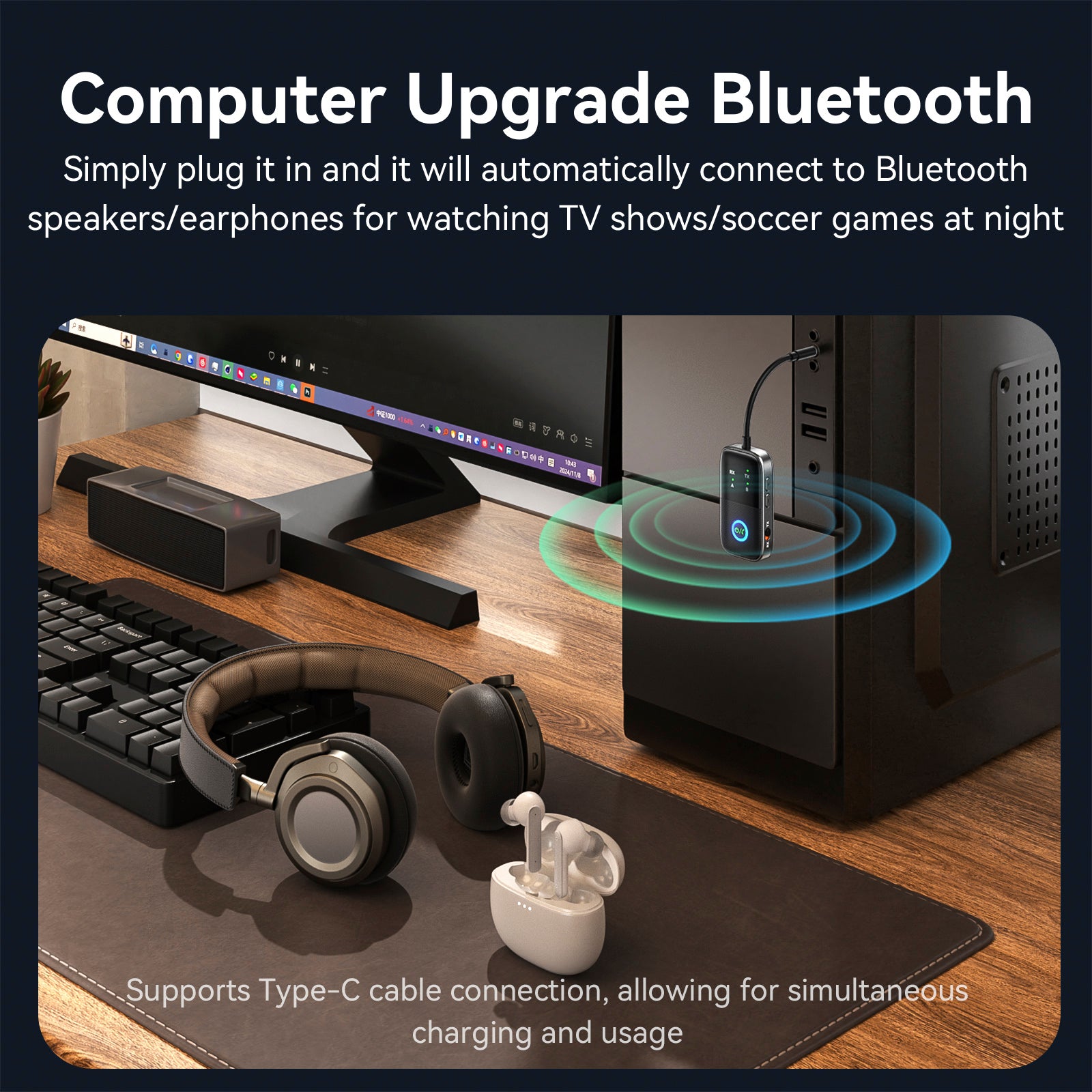 Bluetooth mottaker sender to-i-ett aux bil håndfri adapter to-to-to