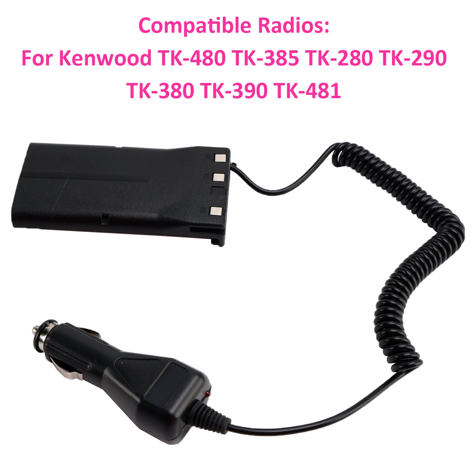 Car Charger Battery Eliminator Adapter For TK-480 TK-385 TK-280 TK-290 TK-380