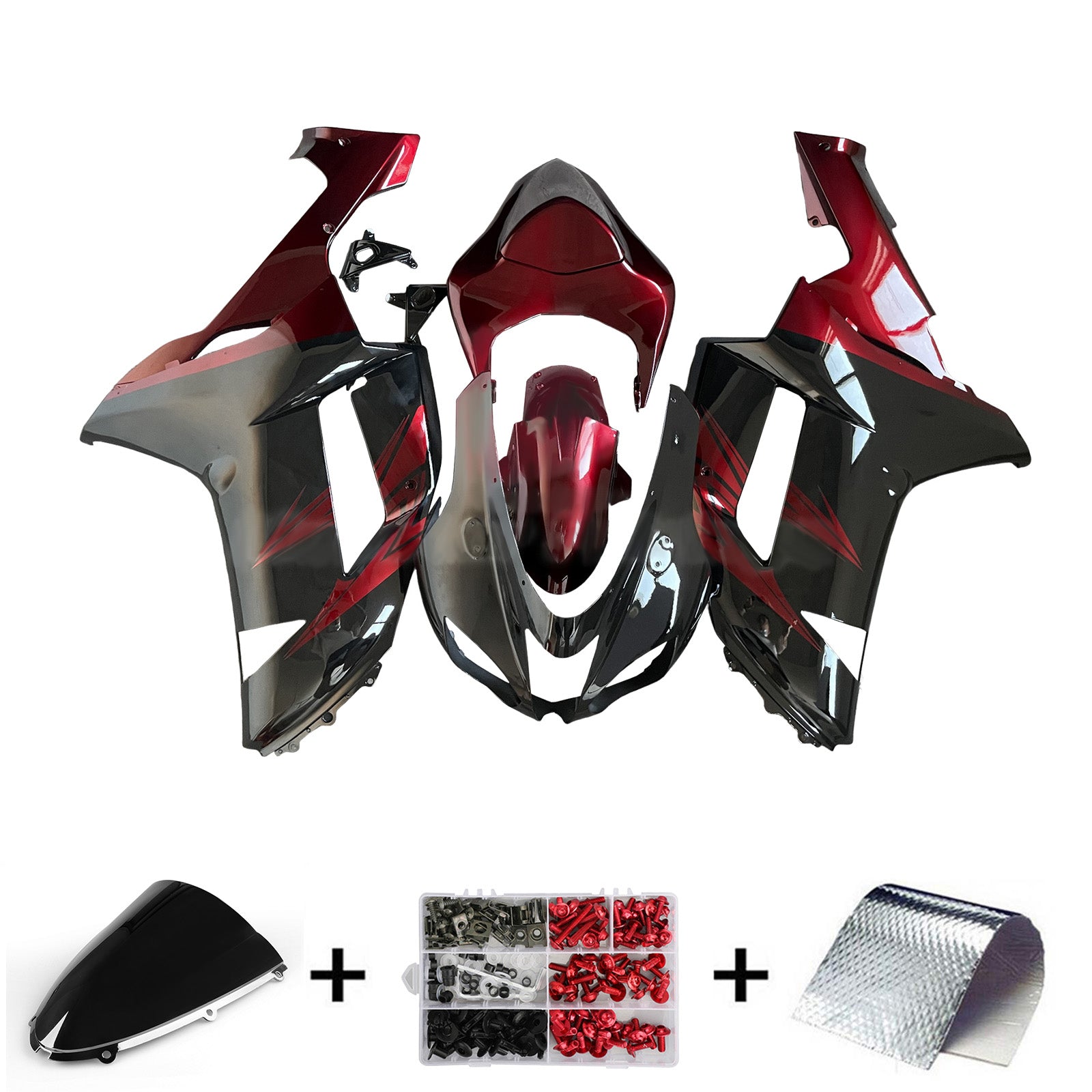 Injeksjon Fairing Kit Bodywork Plast Abs Fit for Kawasaki ZX6R 636 2007-2008
