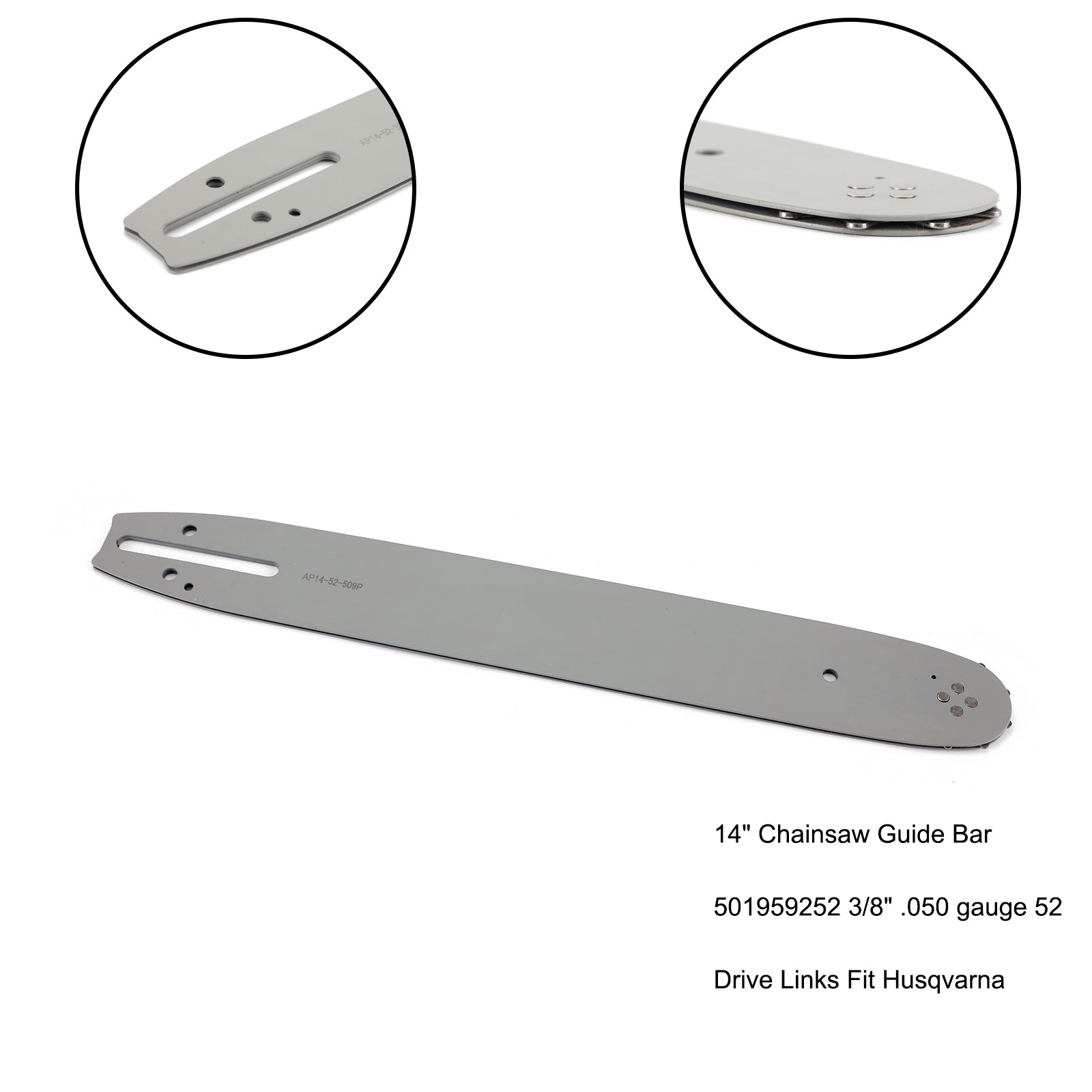 14" Chainsaw Guide Bar 501959252 3/8" .050 gauge 52 Drive Links Fit Husqvarna