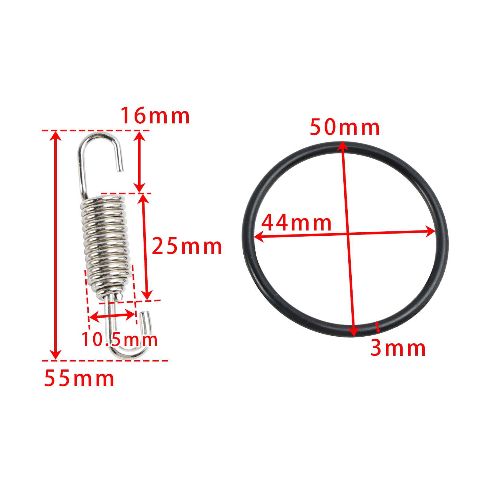 2 stuks uitlaatpijpveer 55 mm en O-ringen voor EXC 250 250EXC EXC250 1999-2021