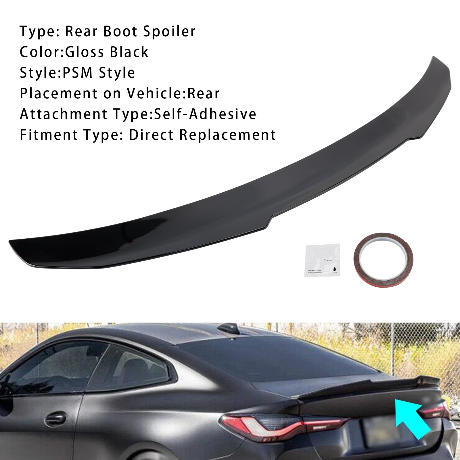 2020+ BMW 4 Series G22 G82 Coupe PMS Style Gloss Black Rear Boot Spoiler
