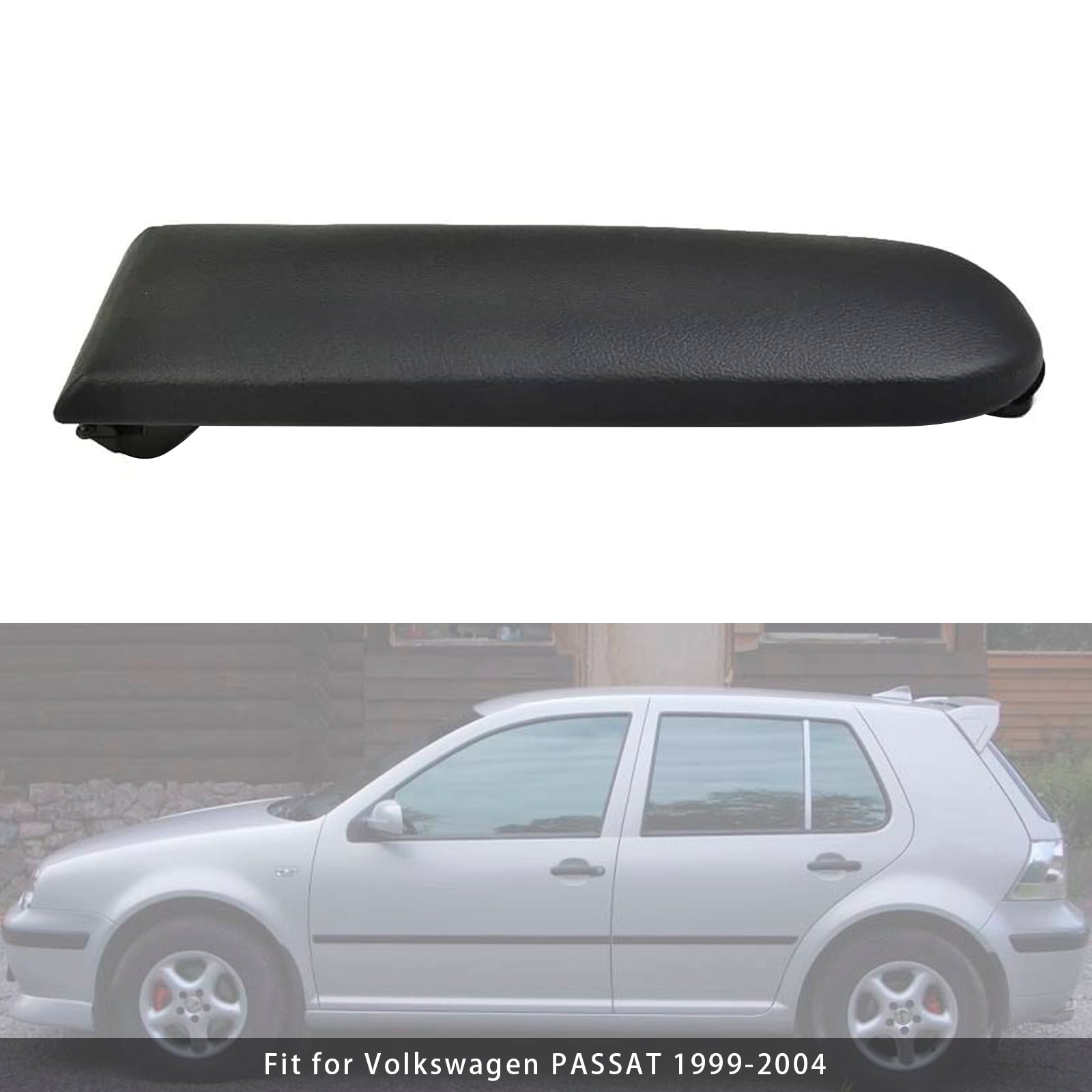 Svart läderarmstöd mittkonsollock för VW MK4 Jetta Bora Golf 18D867173