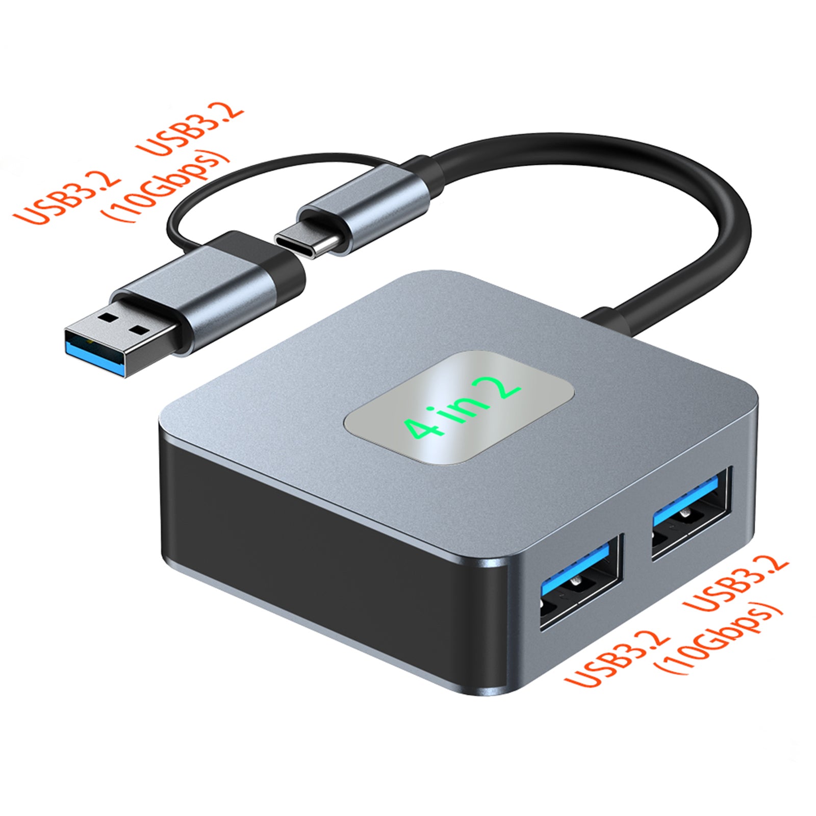 4 in 2 Type-C + USB naar USB3.2*4 Interface Hub Adapter Dock voor MacBook iPad 15