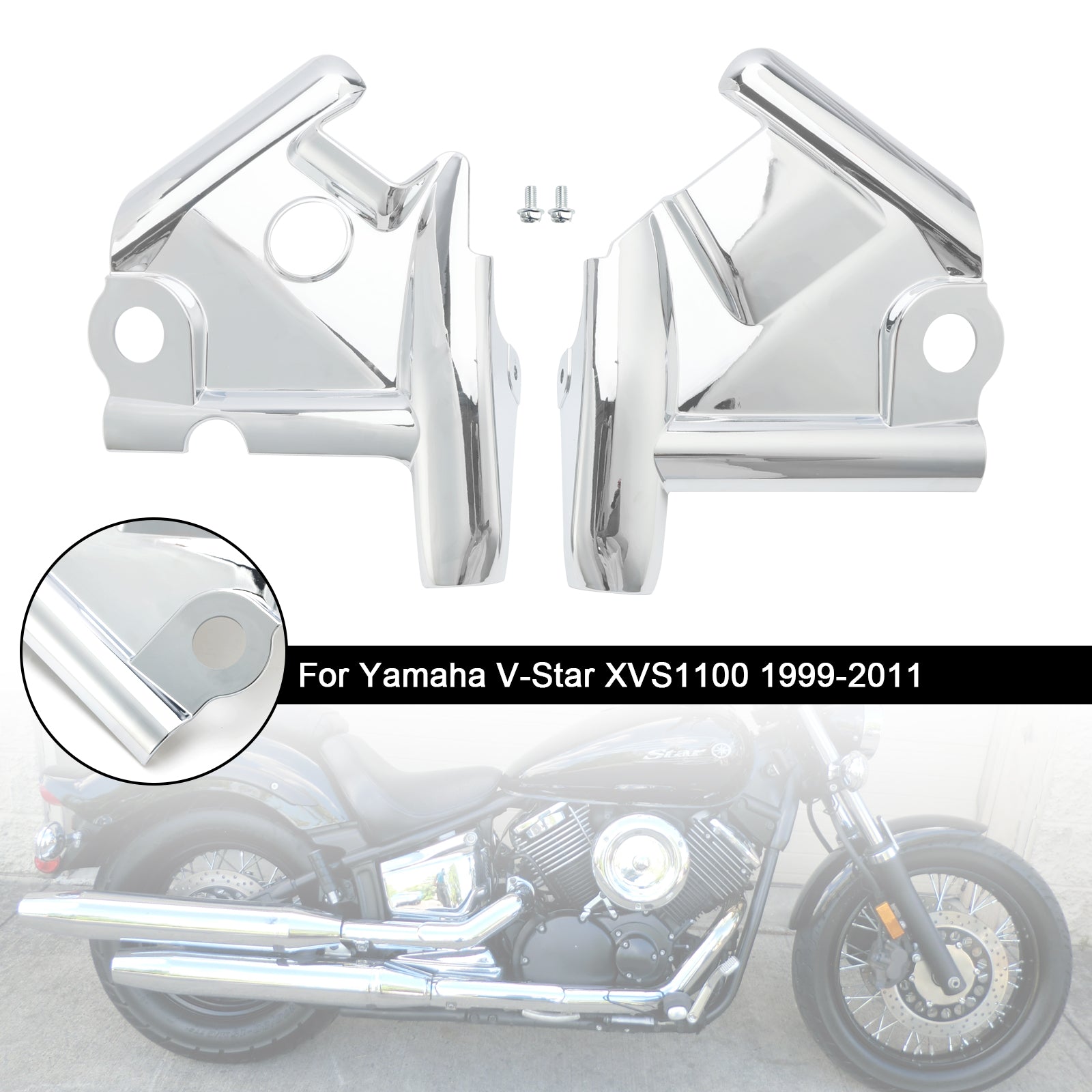 1999-2011 Yamaha V-Star XVS1100 Fourche avant Cadre supérieur Cache-cou Chromé