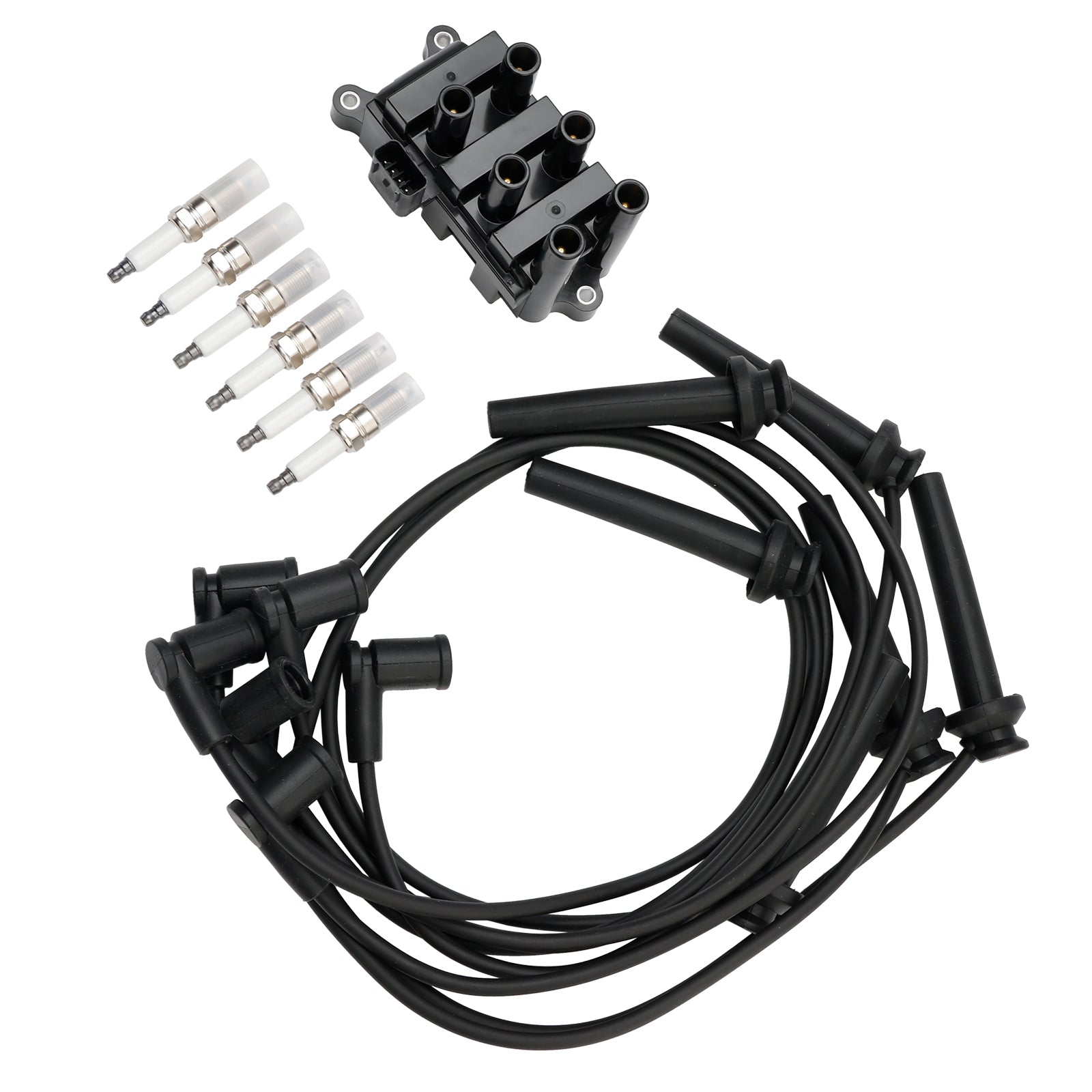 Ignition Coil+6 Spark plug+6 Wire FD498 For Ford F150 E150 Taurus Mazda Mercury