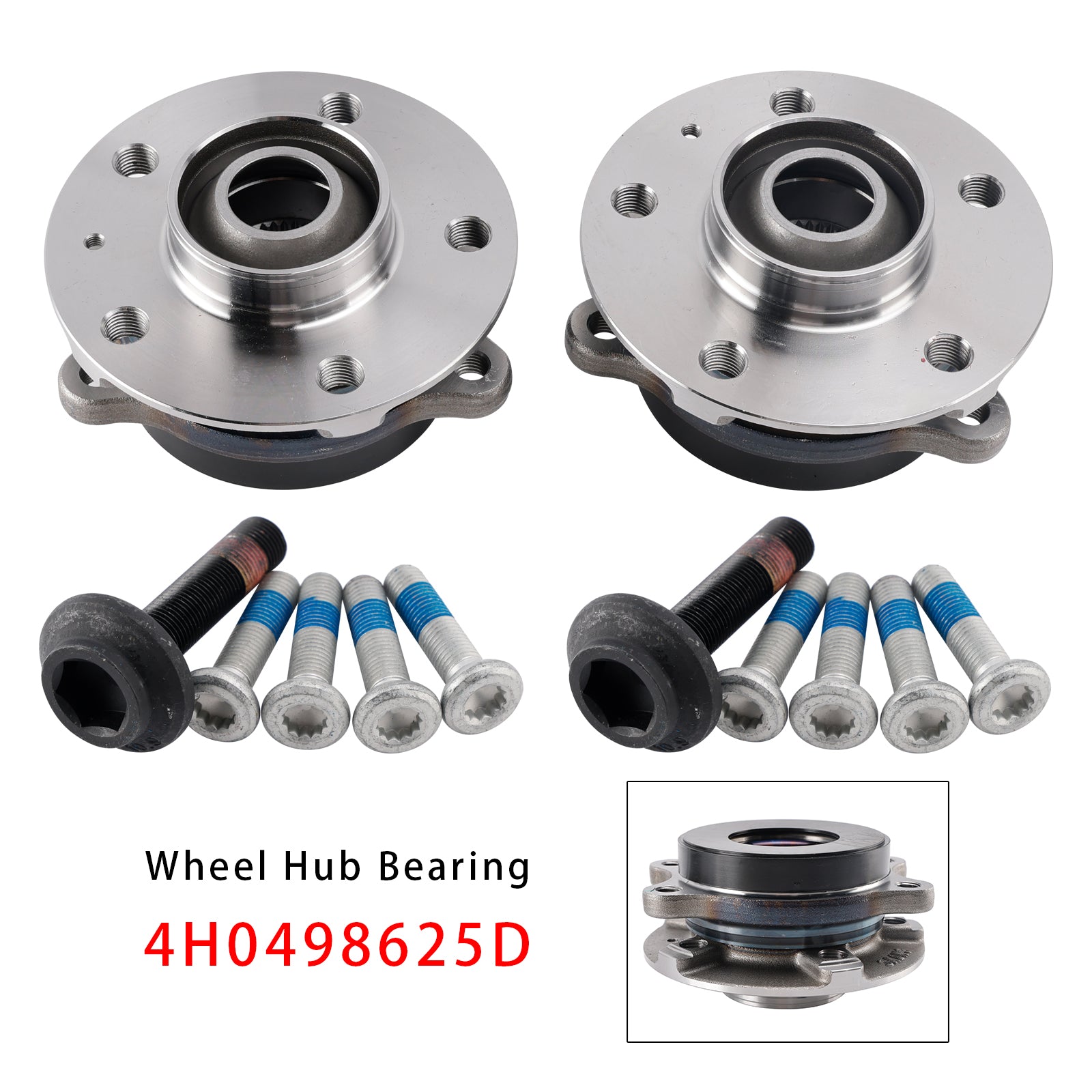 Audi A4 8K A6 C7 A5 8T A8 4H Q5 2x Kit bride de moyeu de roue avant + roulement + boulons 4H0498625D