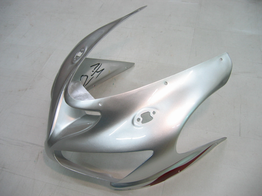 2005-2006 Kawasaki ZX6R 636 Fairings Silver & Red Flame Ninja Racing Generic