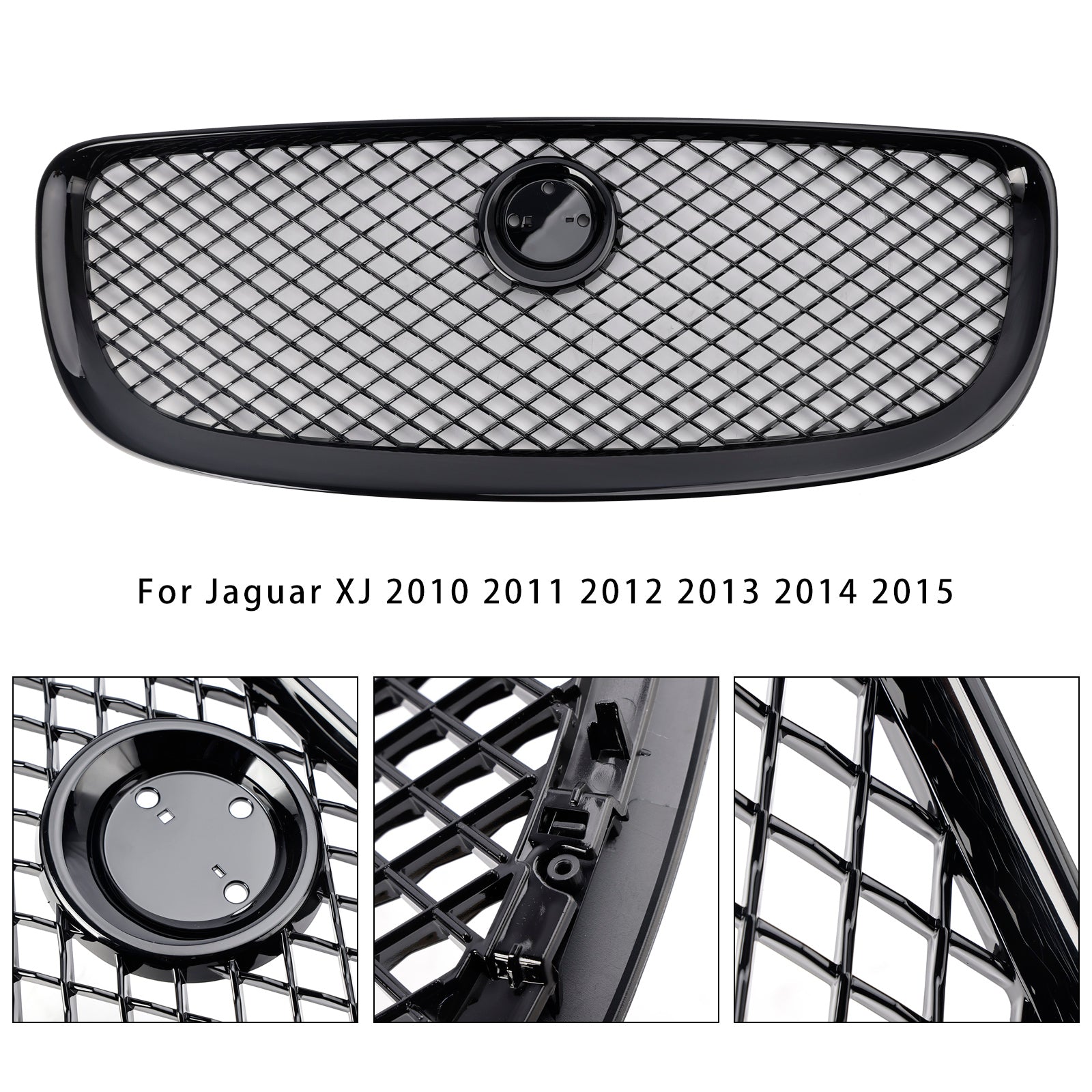 2010-2015 Jaguar XJ Gloss Black Front Bumper Grill Grille