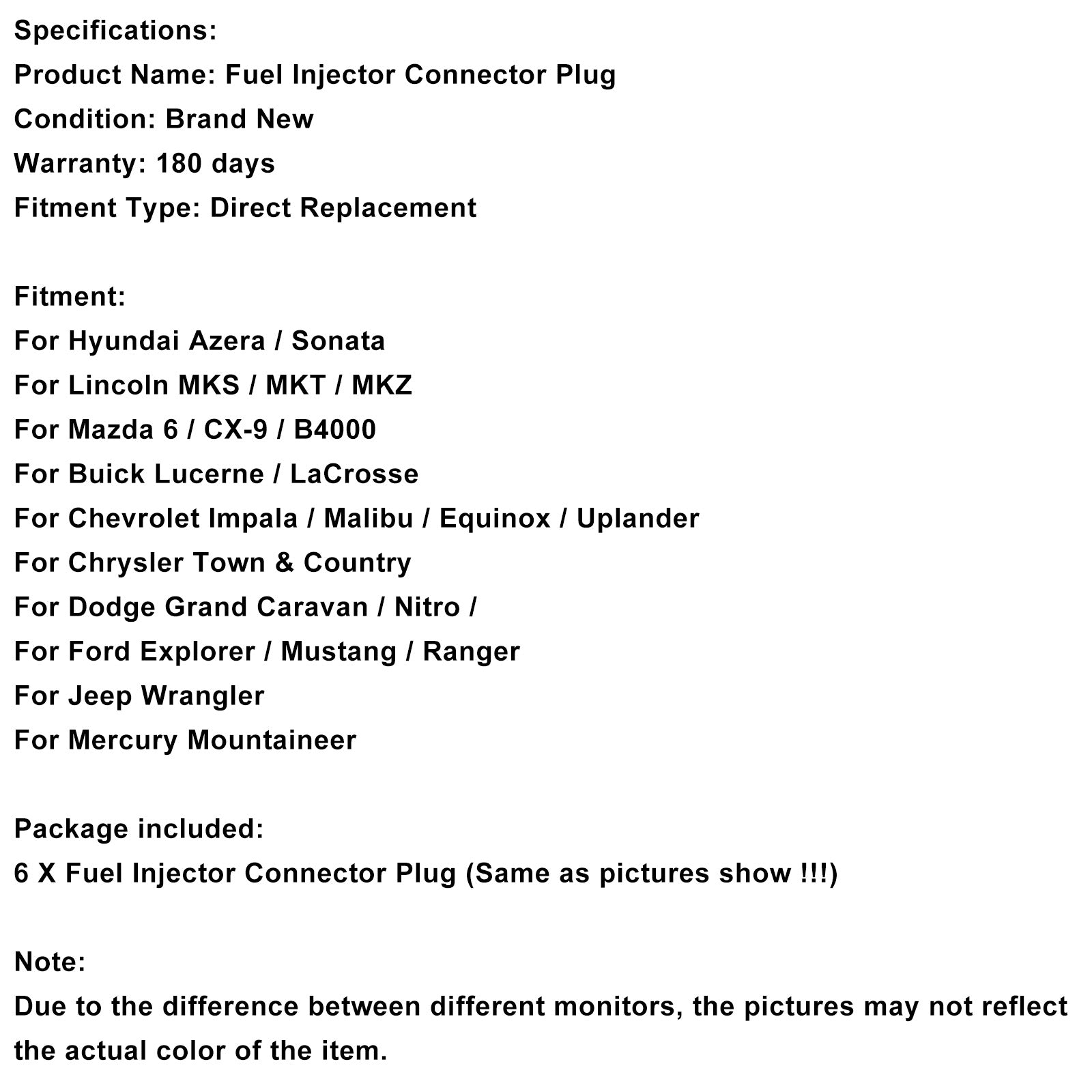 6-EV6 Injecteur de carburant Connecteur Plug Clip Pig Laton Disconnect rapide Fit Hyundai