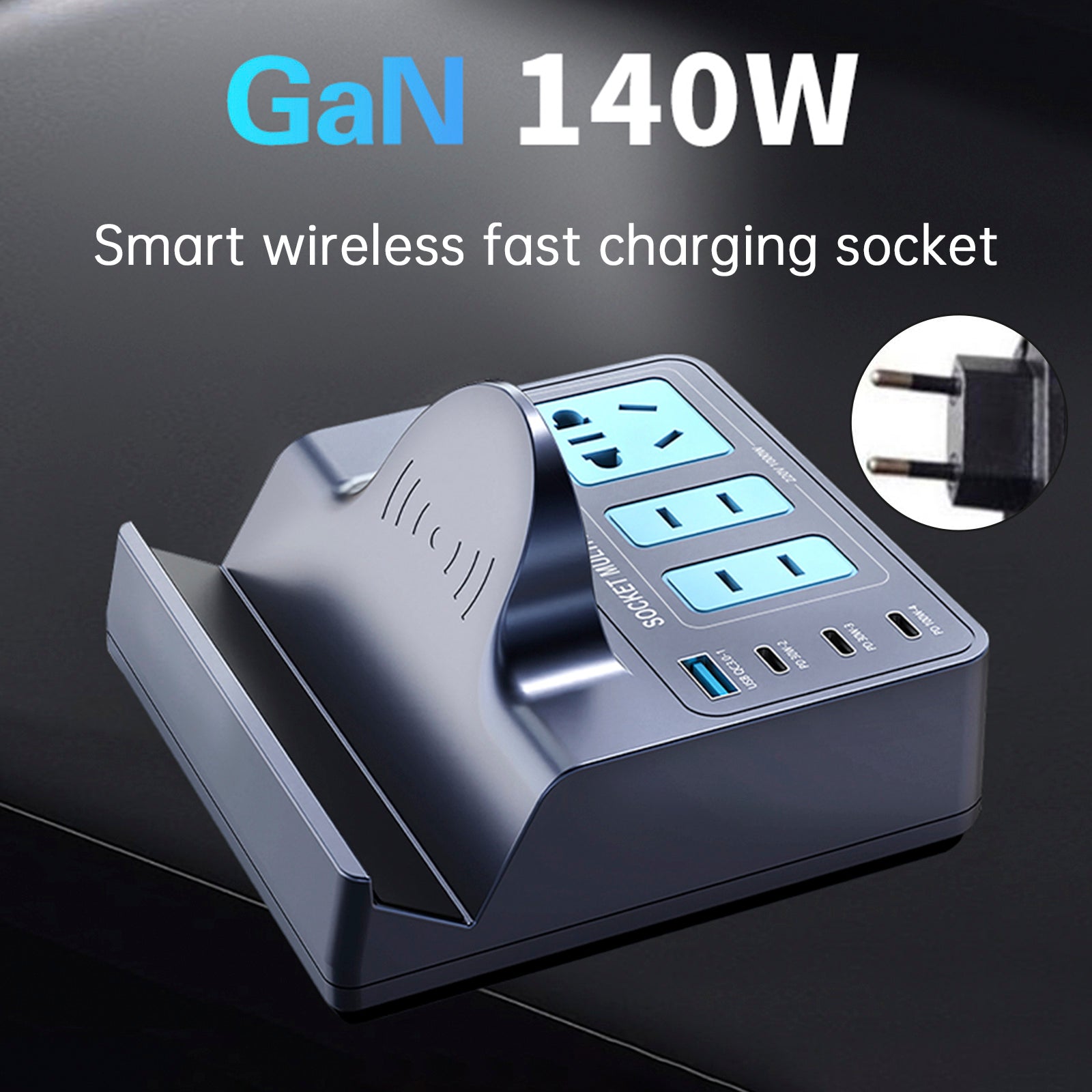 140W Smart Wireless Fast Charge Socket High Power PD100W Notatbok QC Lading av mobiltelefonlader EU -plugg