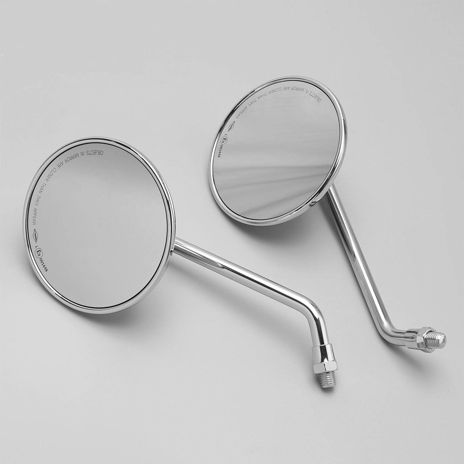 4" Round Chrome Classic Small Mirror with E-Mark M10 Mirrors For Japanese Bikes