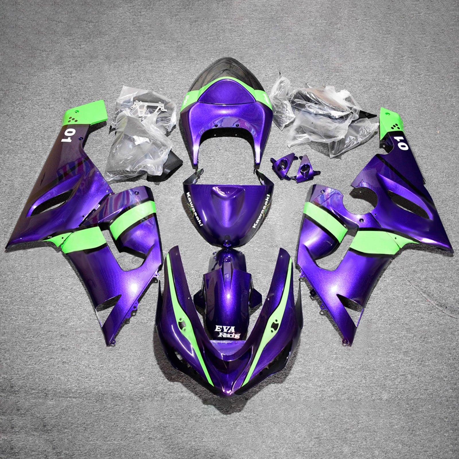 Kit carena iniezione carrozzeria in plastica ABS adatta per Kawasaki ZX6R 636 2005-2006