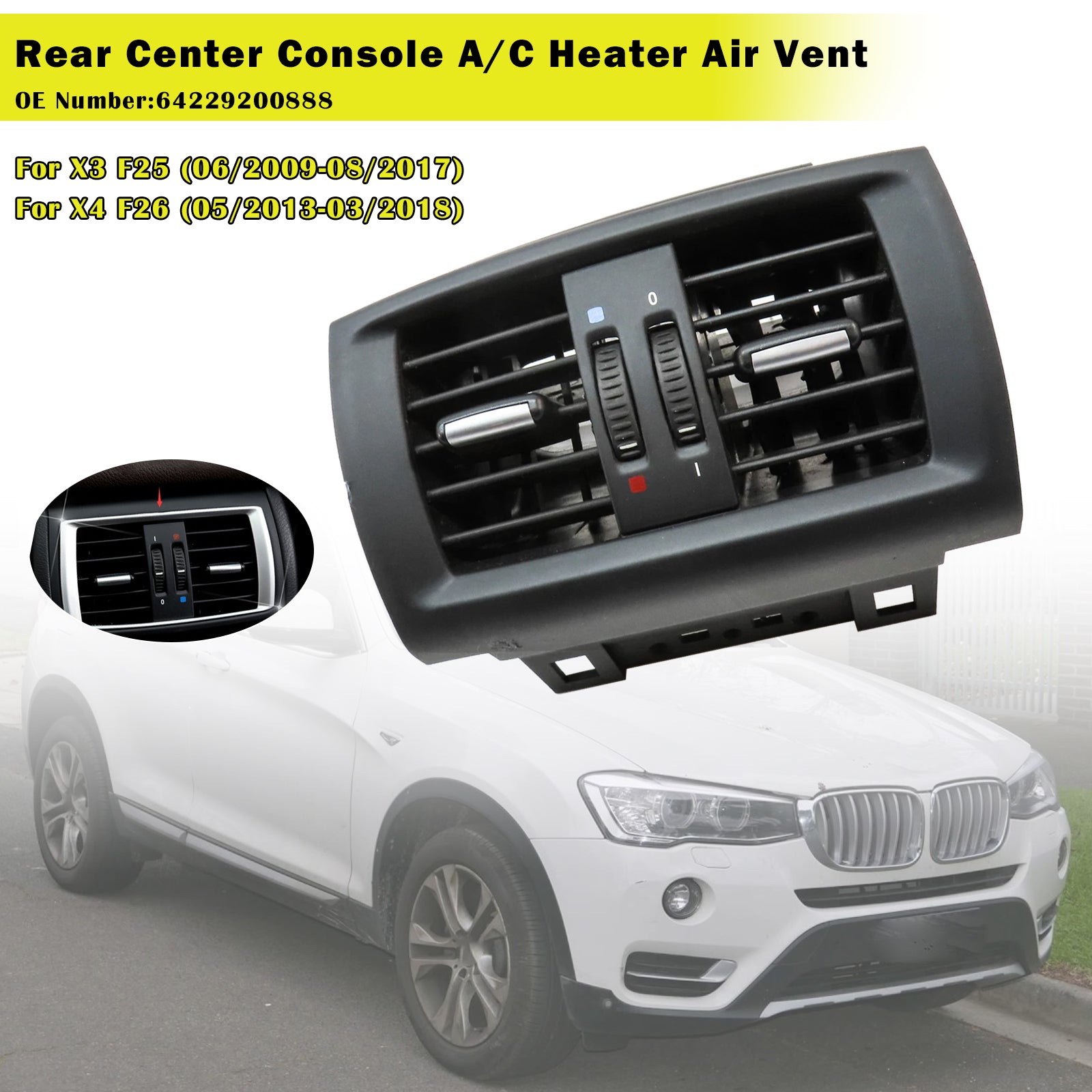 05/2013-03/2018 BMW X4 F26 Rear Center Console Air Vent 64229200888