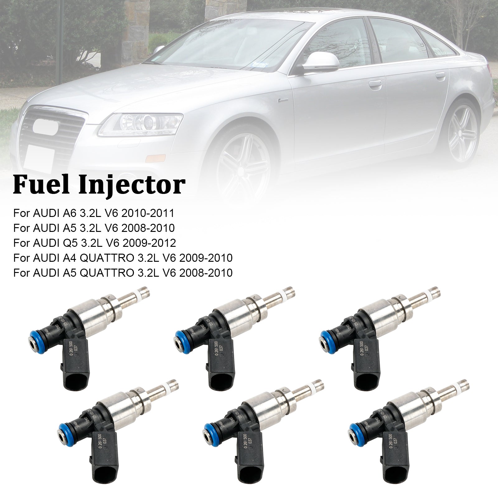 2008-2010 AUDI A5 3.2L V6 6PCS Fuel Injector 06E906036F 0261500037