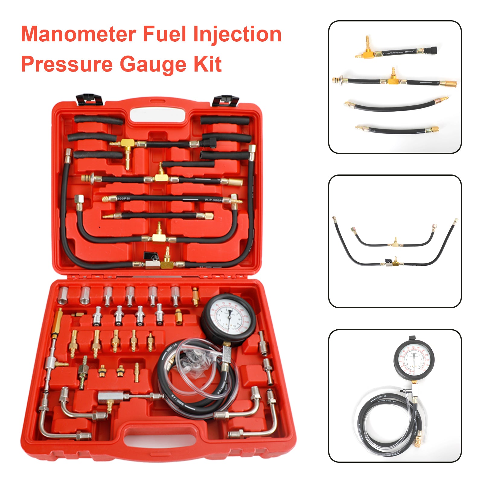 Universal Fuel Injection Gauge Pressure Tester Test Kit Car System Pump Tool Set