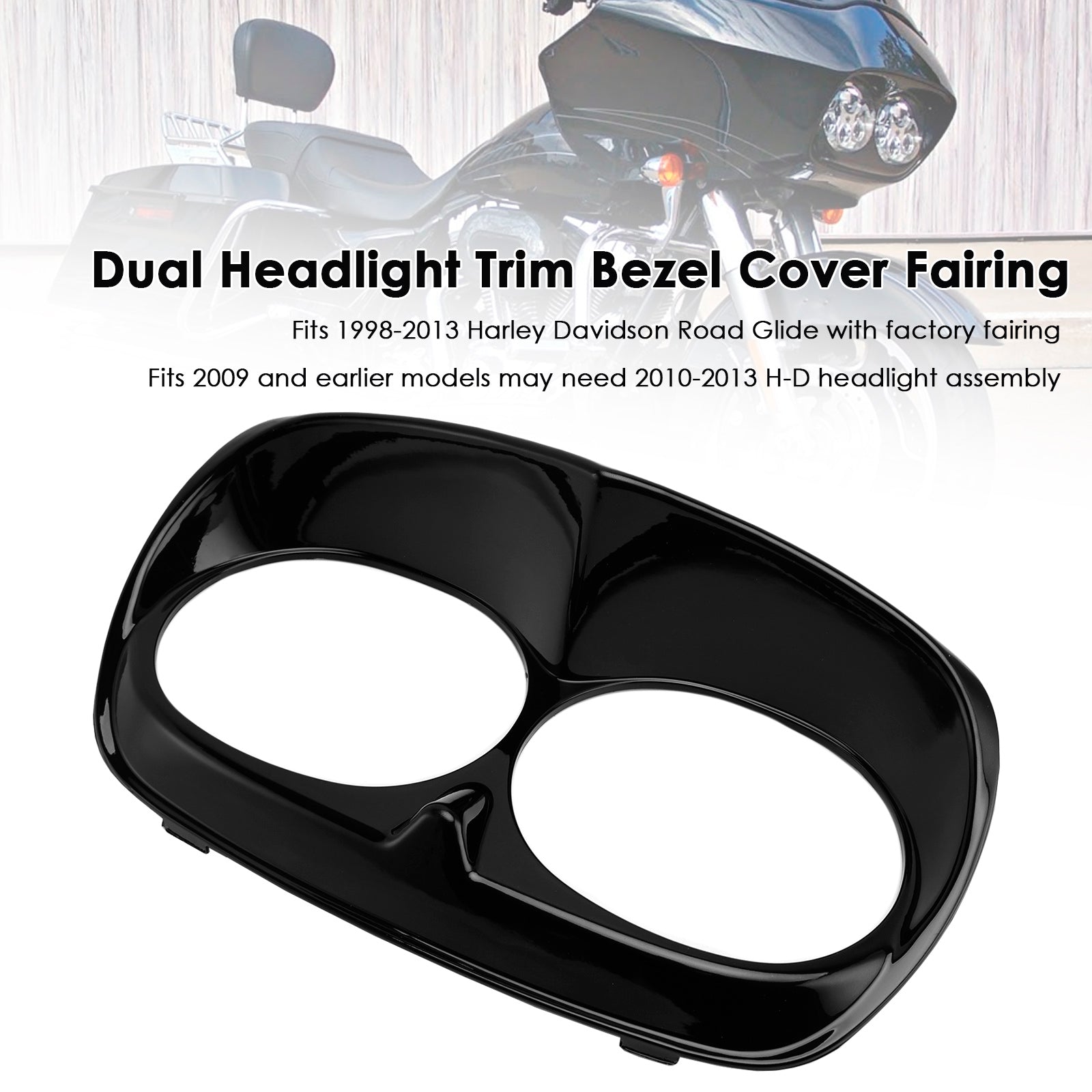 Dual Headlight Trim Bezel Cover Fairing For Road Glide 1998-2013