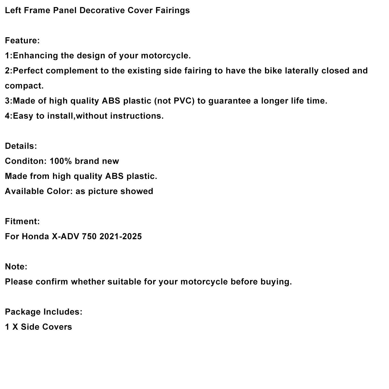 Left Frame Panel Decorative Cover Fairings For Honda X-ADV 750 2021-2025