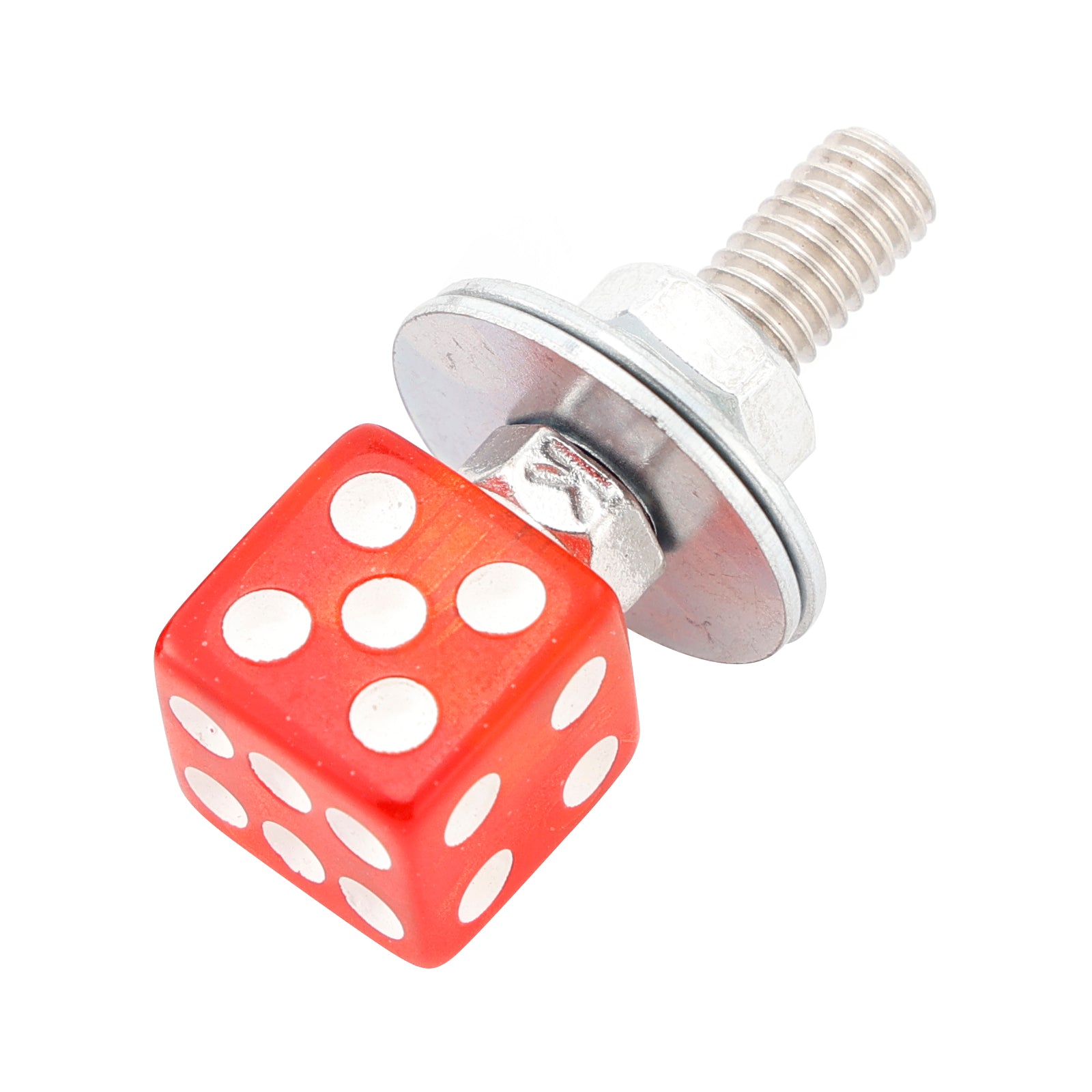 4x Motorcycle Bike Plastic Red Dice License Plate Bolt On Screw On Frame Nut