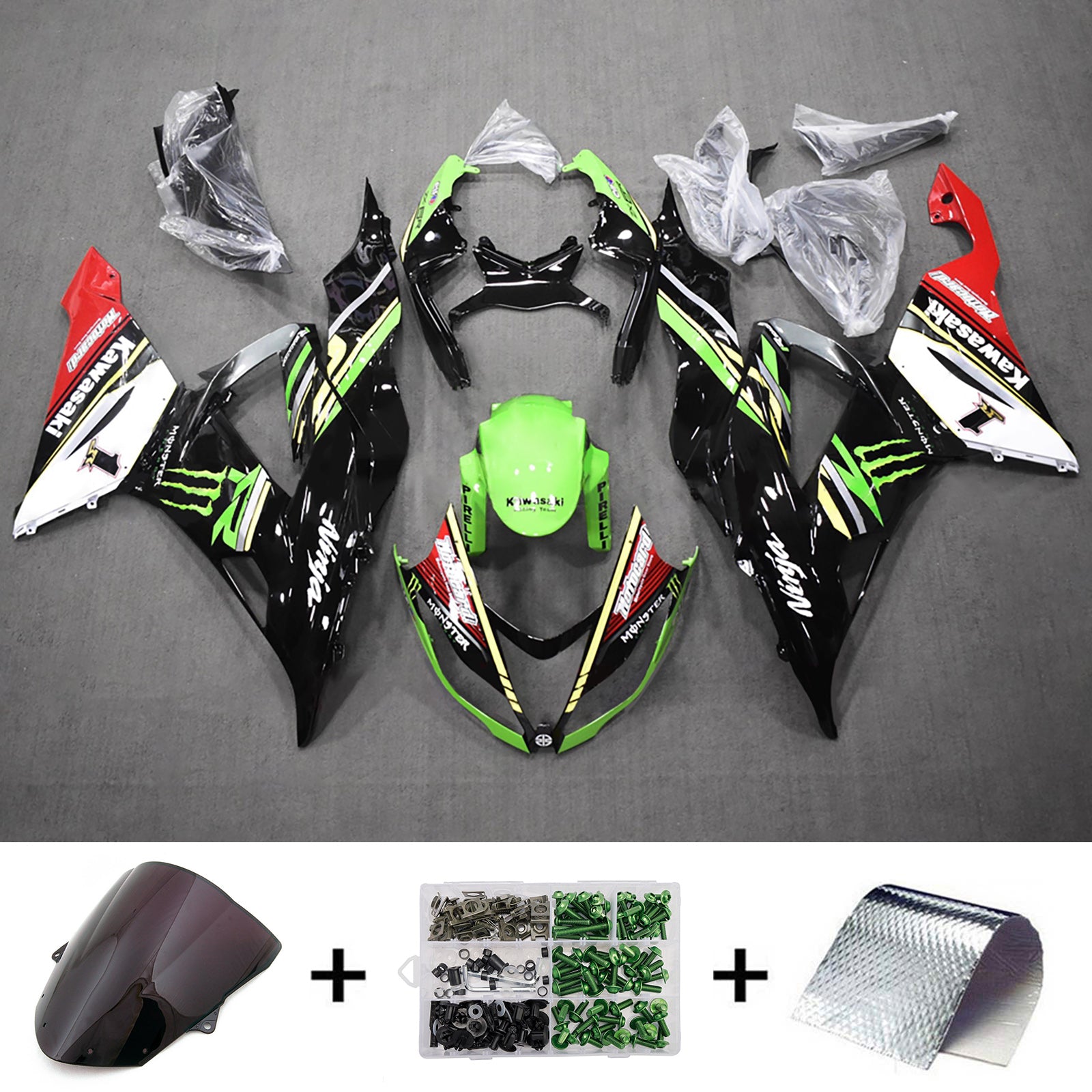 Kit carena iniezione carrozzeria in plastica ABS adatta per Kawasaki ZX6R 636 2013-2018