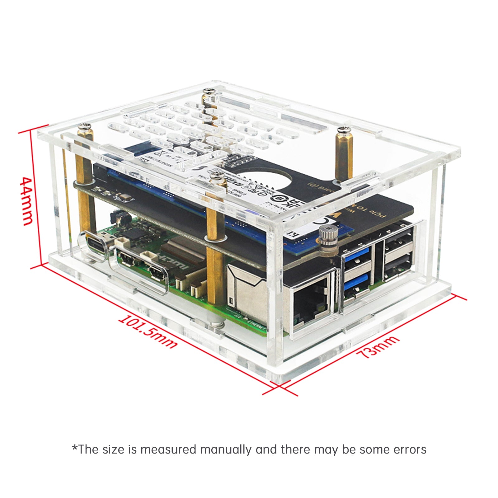 Raspberry Pi5 PCI-E Adapterbehuizing PCIe naar M.2 Adapterkaart Acrylboxradiator