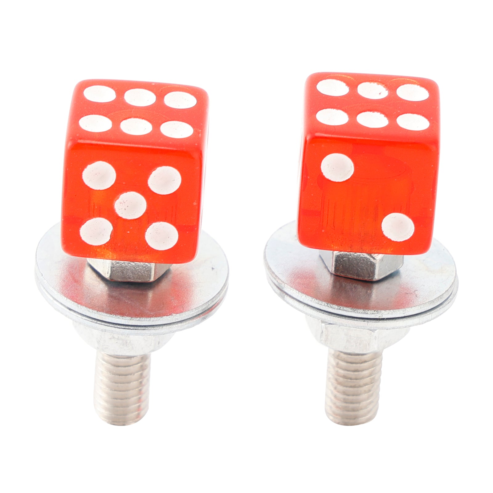 4x Motorcycle Bike Plastic Red Dice License Plate Bolt On Screw On Frame Nut
