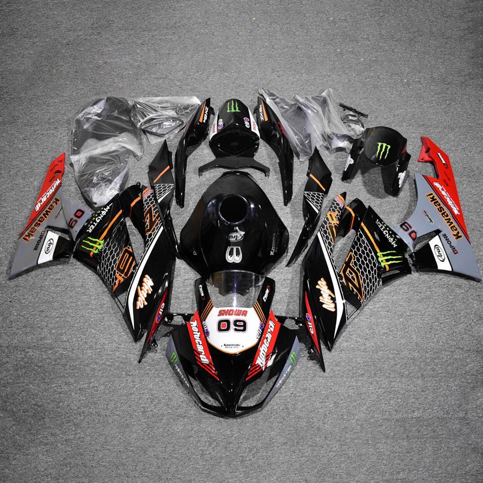Kit carena iniezione carrozzeria in plastica ABS adatta per Kawasaki ZX6R 636 2009-2012