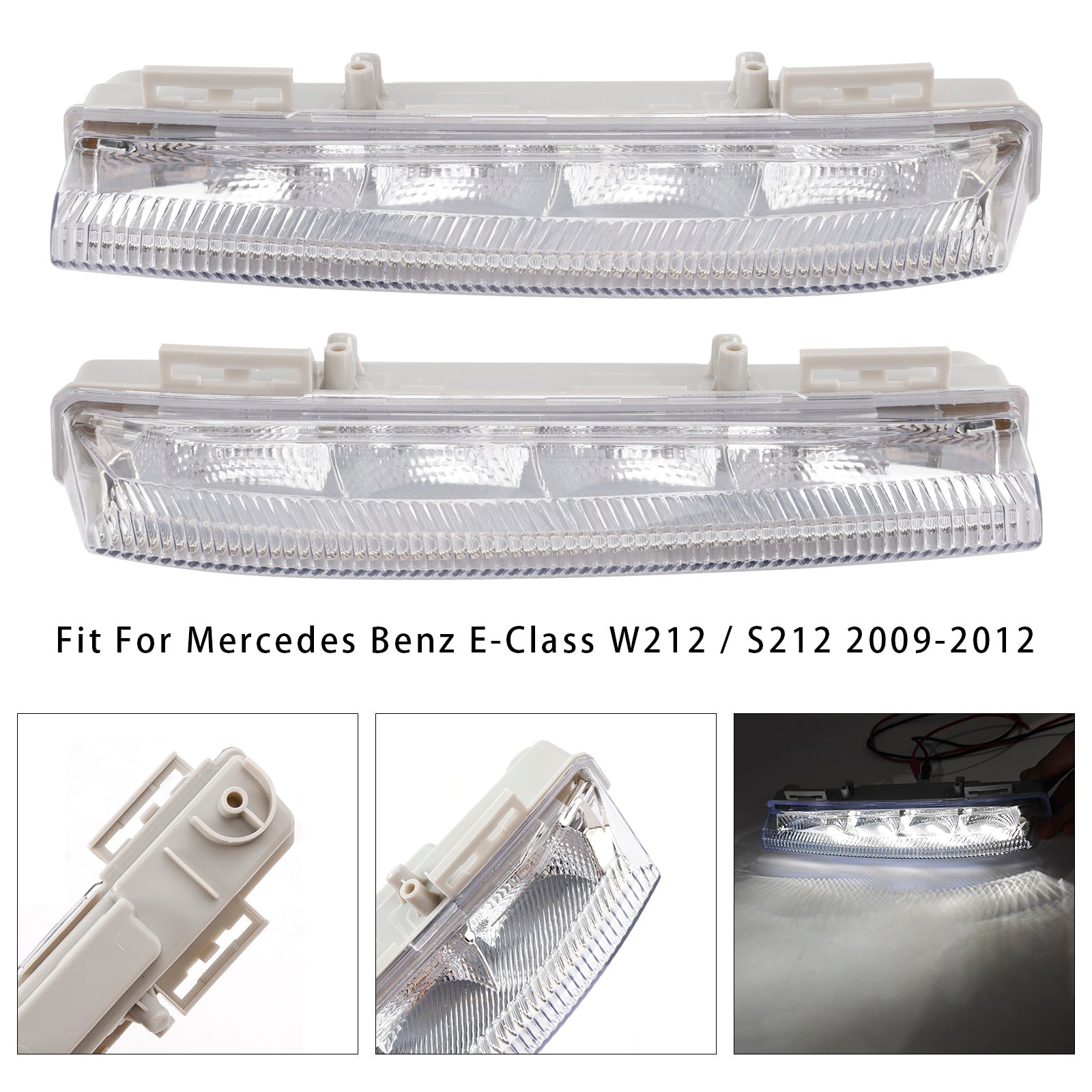 Par de luces antiniebla LED de conducción diurna para Mercedes Benz W204 S204 W212 2007-2014