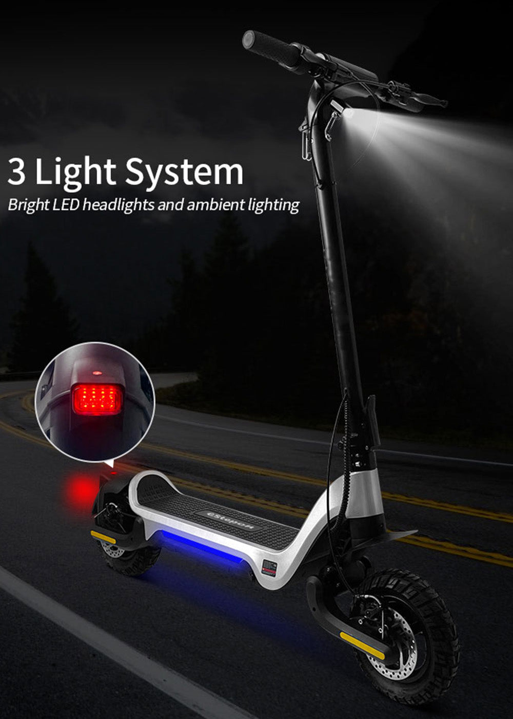 800W ELECTRIC SCOOTER FOLDING E-SCOOTER 50KM RANGE 10" OFF ROAD 15AH 45KM/H