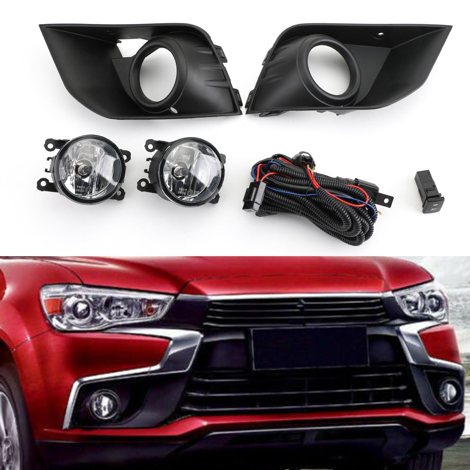 Kit de phares antibrouillard pour pare-chocs avant, pour Mitsubishi Outlander Sport ASX RVR 2016 – 2018