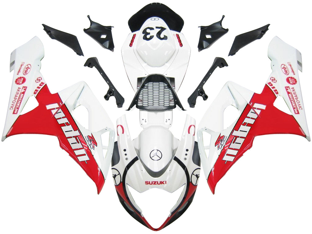 2005-2006 Suzuki GSXR 1000 Blanc & Rouge Jordan Racing Carénages Générique