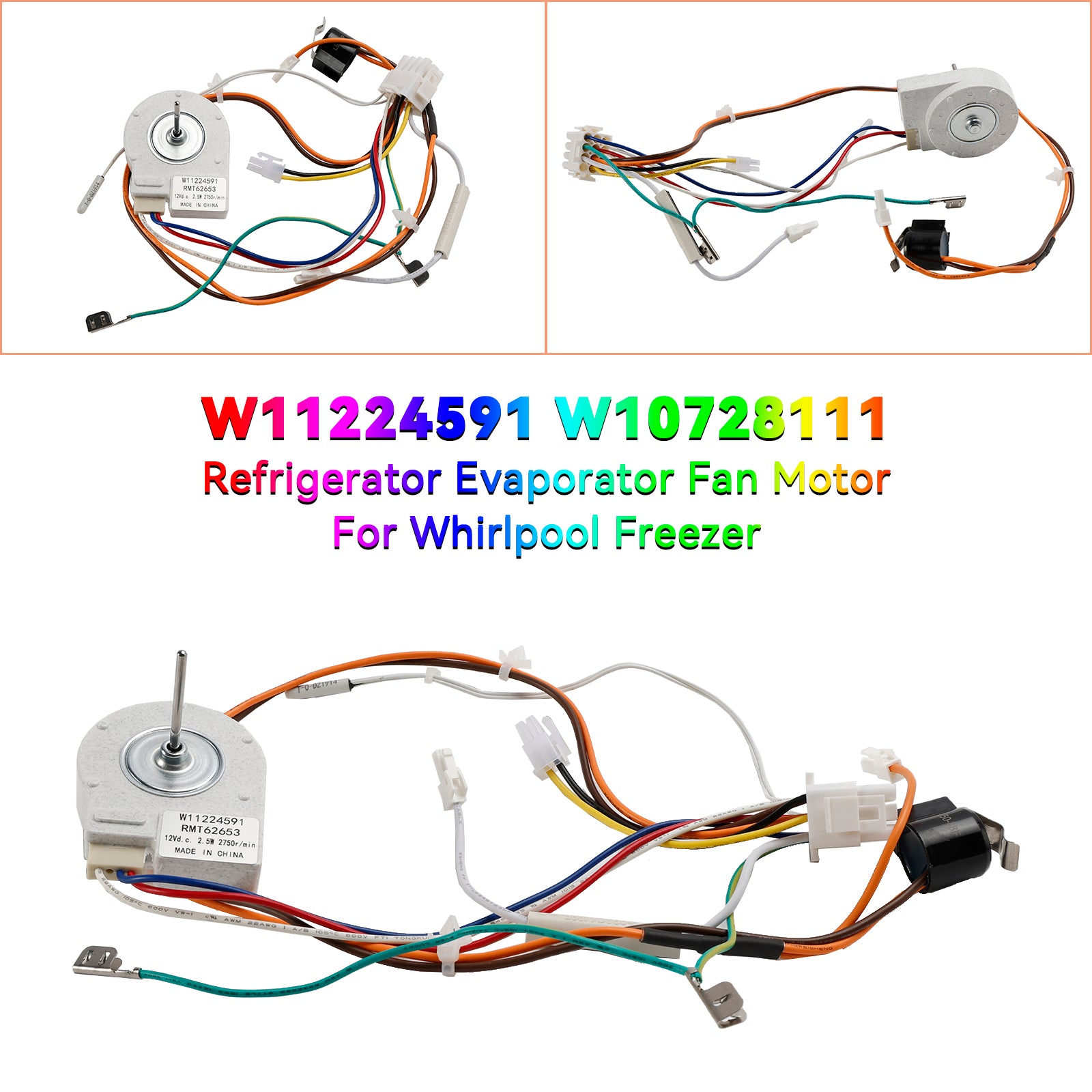 W11224591 W10728111 Refrigerator Evaporator Fan Motor for Whirlpool Freezer