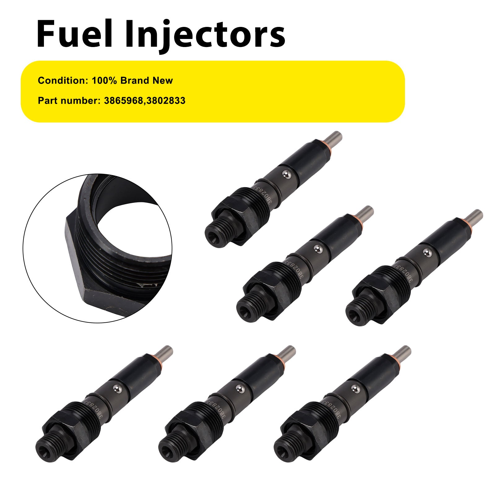 6PC 3865968 Fuel Injectors 3802833 For Cummins Marine Injector 6BTA 5.9L