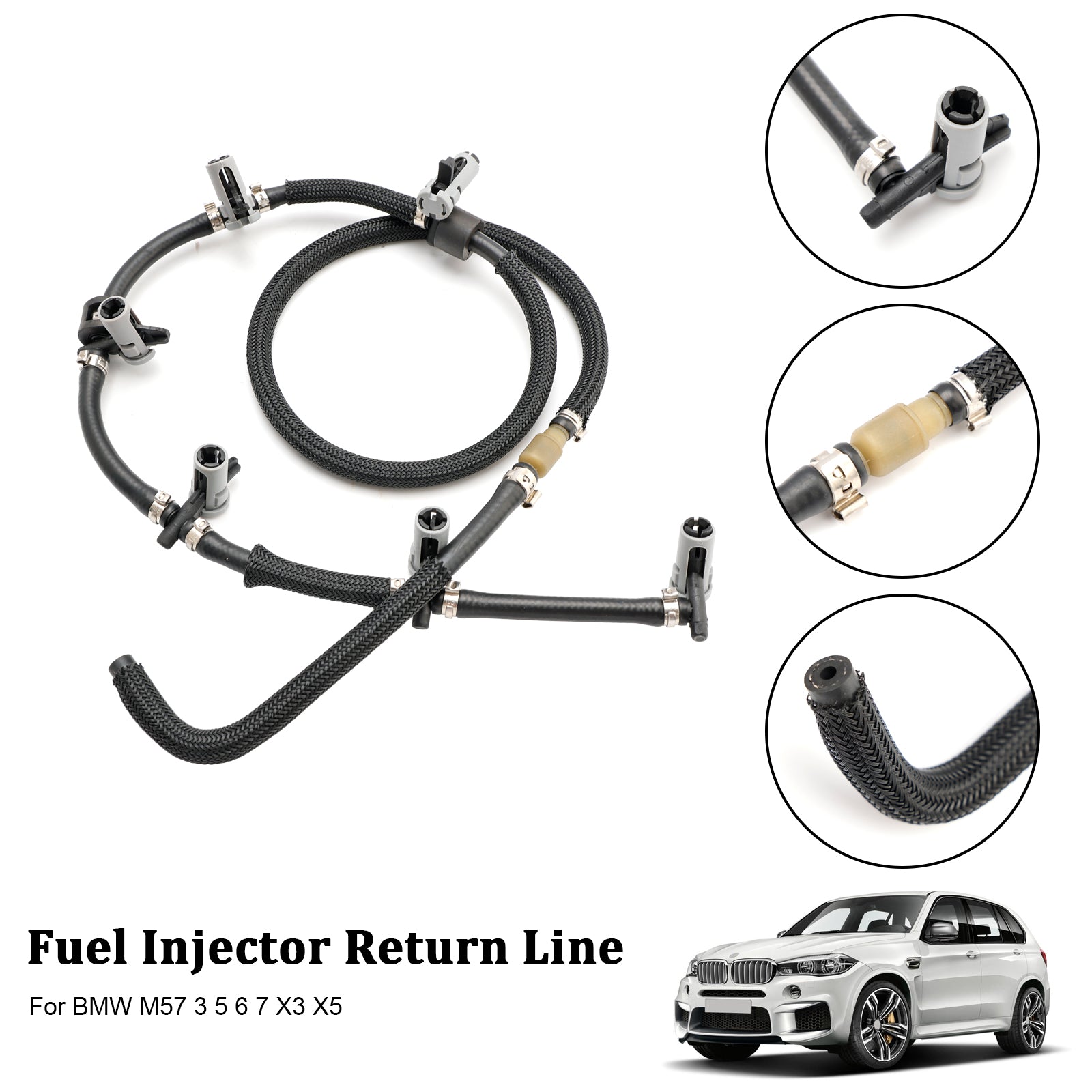 Fuel Return Line Hose Pipe Injector Hose Leak Line Fit BMW 3 5 6 7 X3 X5 X6