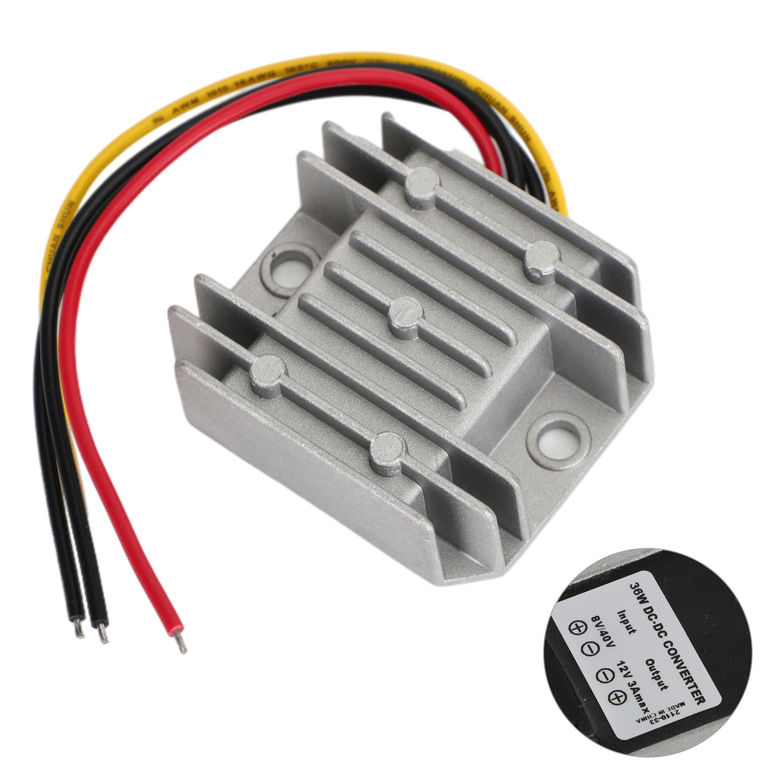 Régulateur de convertisseur de puissance DC/DC étanche 8-40V à 12V 3A