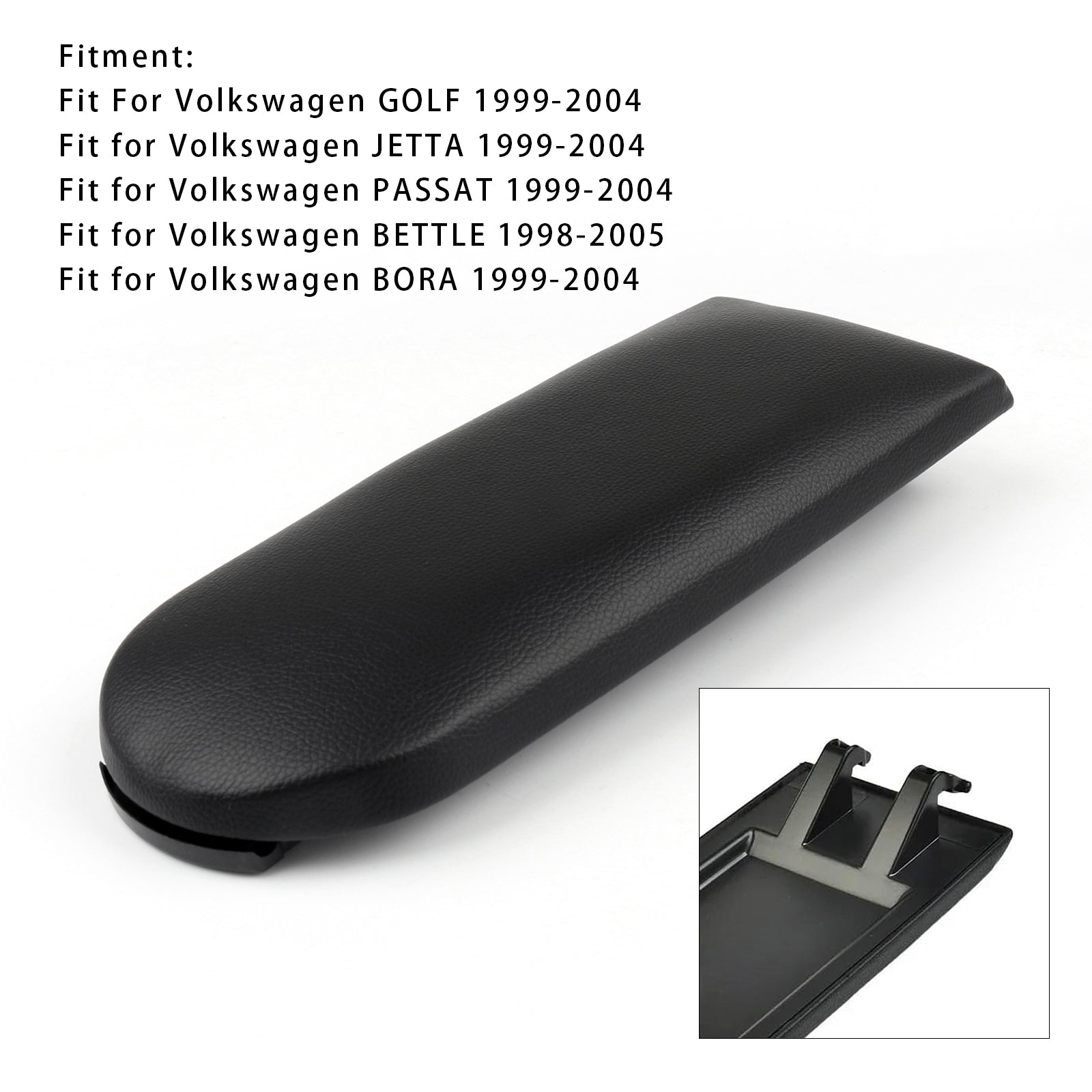 Svart läderarmstöd mittkonsollock för VW MK4 Jetta Bora Golf 18D867173